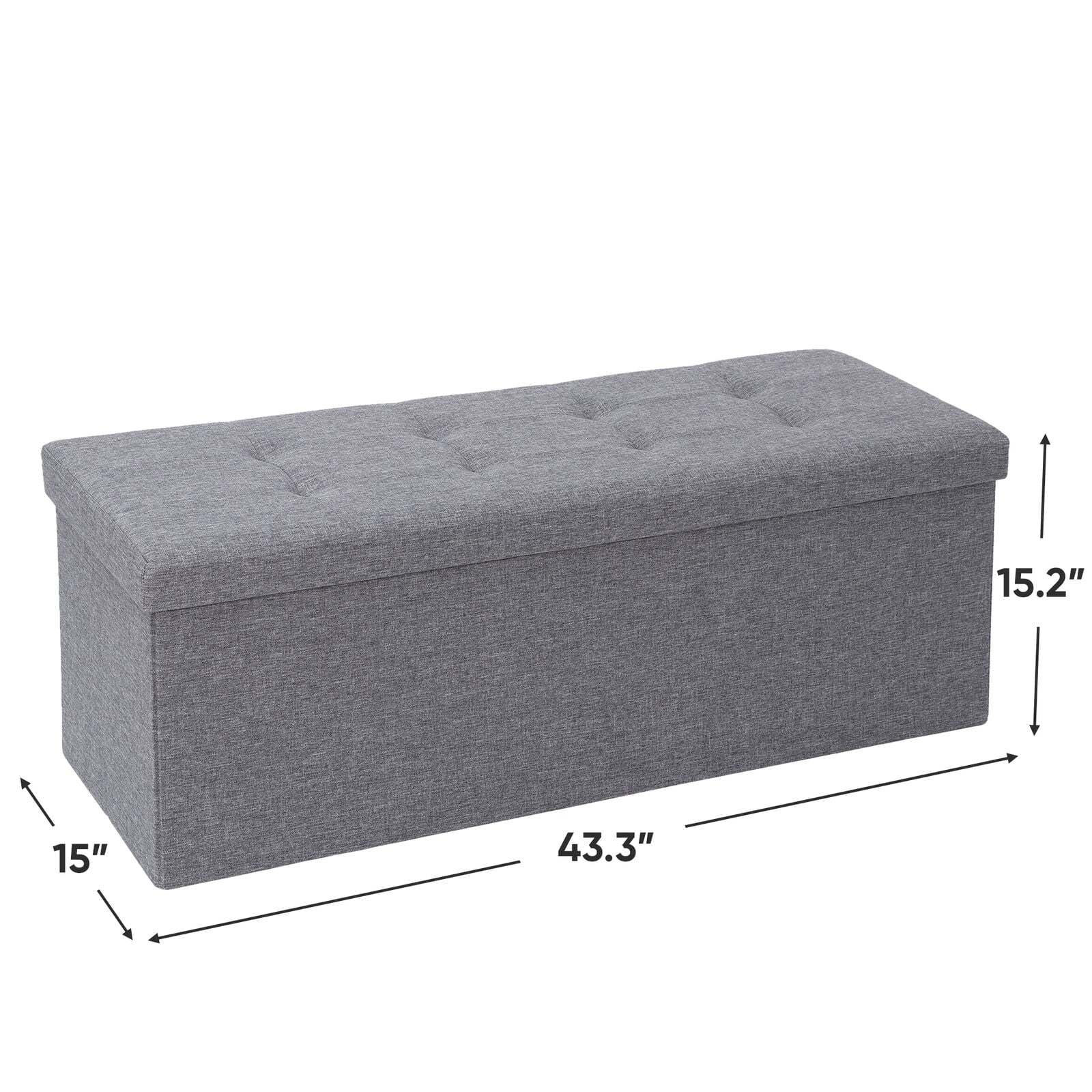 ZENSTYLE Storage Ottoman Bench Folding Chest Foot Rest Stool, Gray - Image 8
