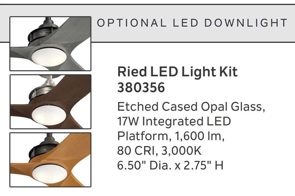 Kichler Lighting - LED Fan Light Kit - Fan Light Kits - Ried - 17W 1 LED Ceiling - Image 2