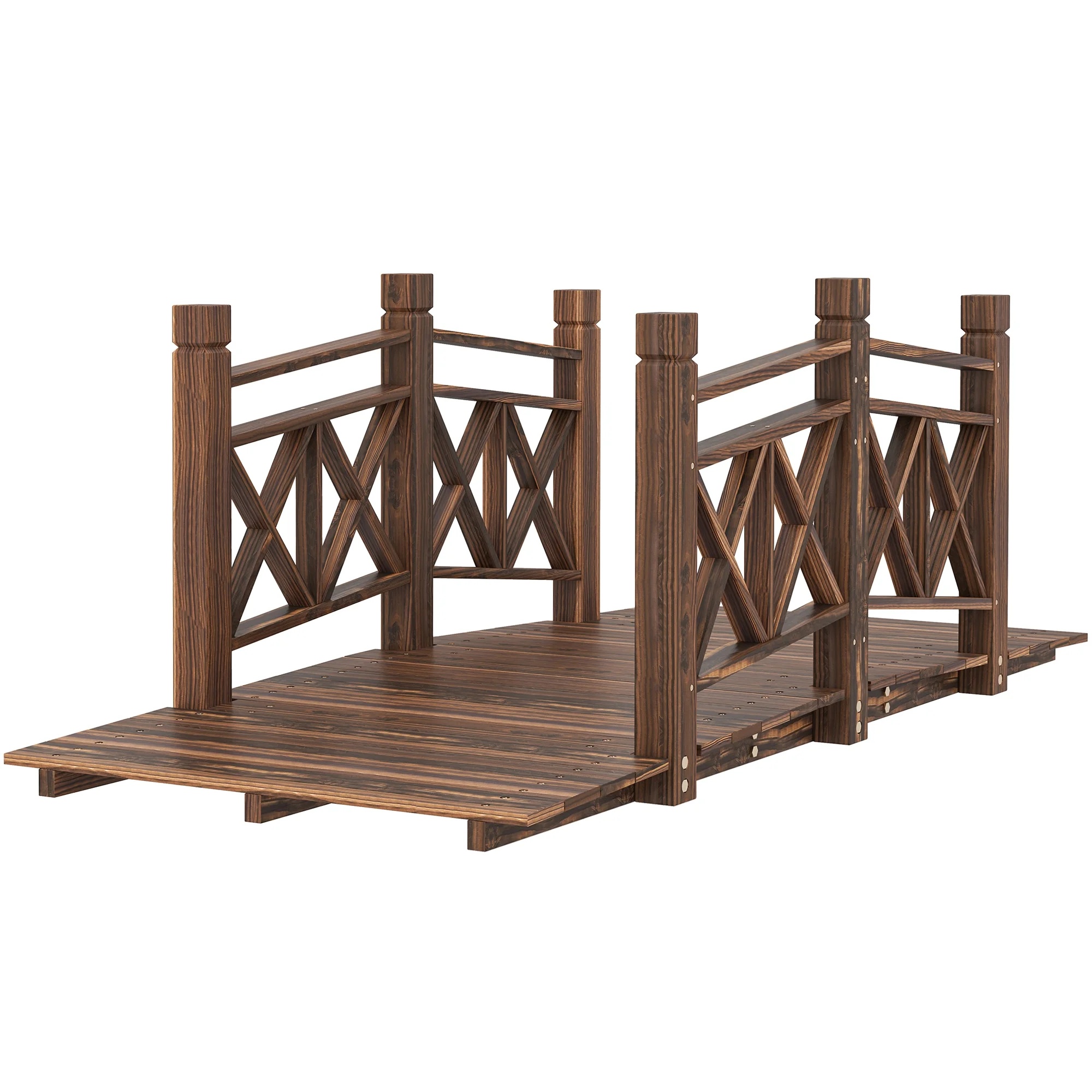 4.7ft Garden Bridge Arc Wood Footbridge Decorative Pond Bridge - Image 2