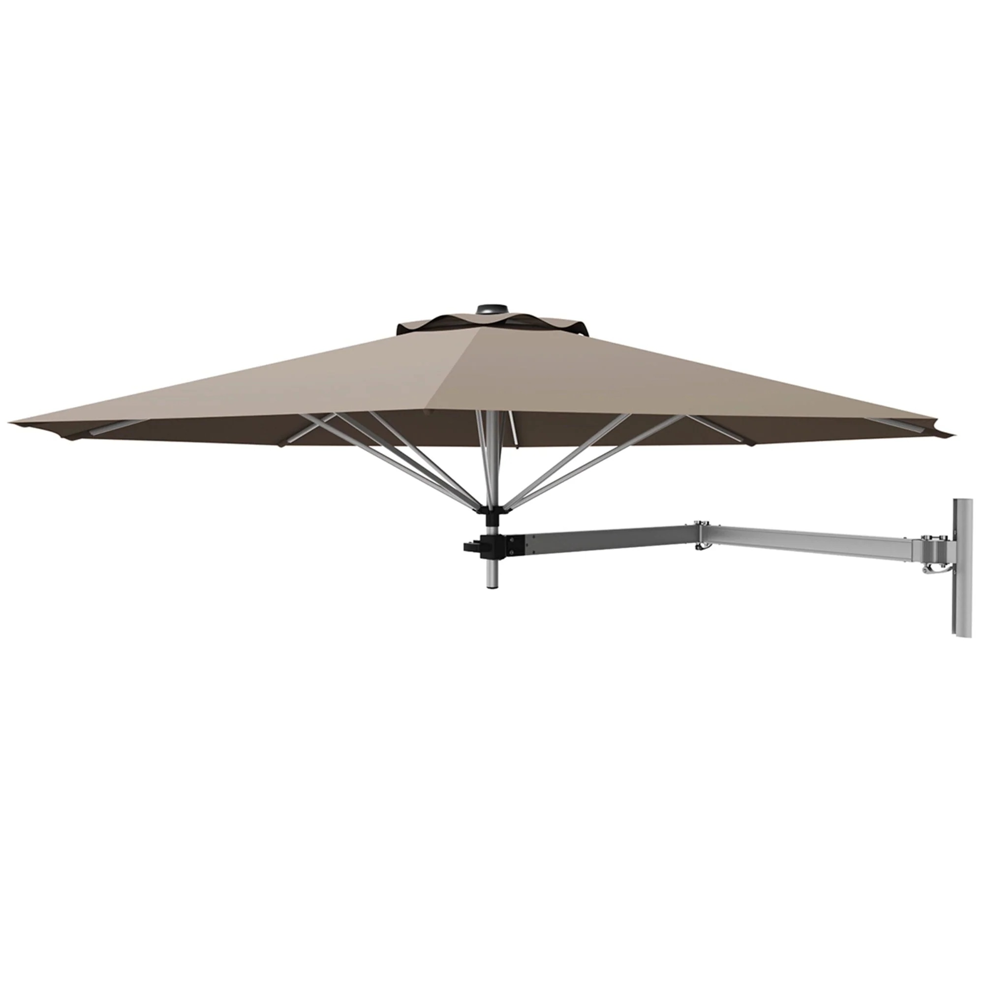 Gymax 8FT Patio Wall Mounted Cantilever Umbrella Parsol w/ Adjustable Pole Tan - Image 5