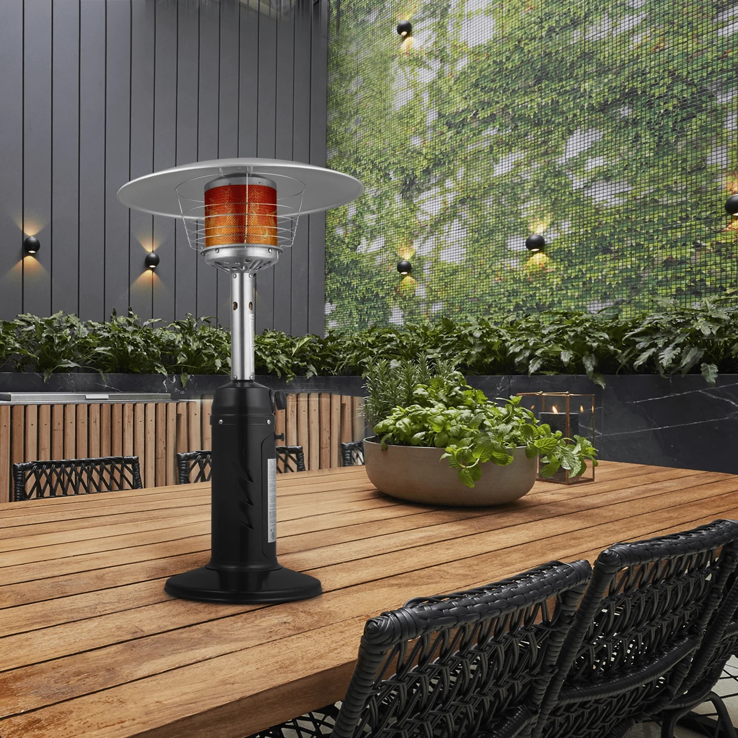 Magshion 11,000 BTU Stainless Steel Patio Heater Portable Propane Gas Standing Tabletop Patio Heater with Pilot Light for Outside Garden, Black - Image 5