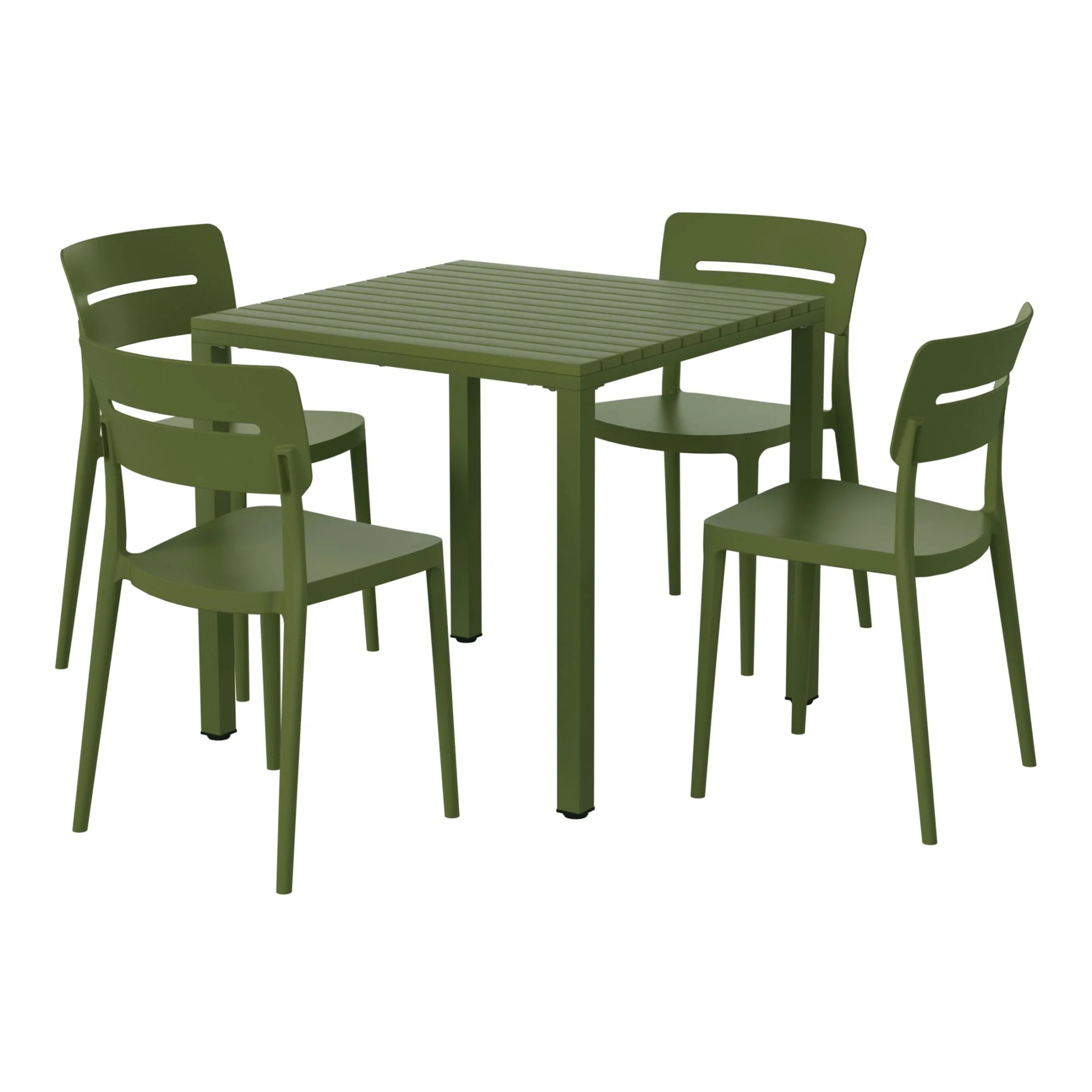 WestinTrends Playa 5-Piece Outdoor Metal Frame Dining Table Patio Set with Stackable Patio Dining Chairs, Olive Green - Image 14