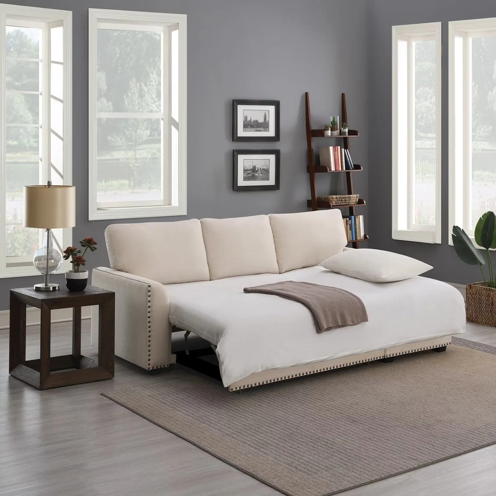 Morden Fort Velvet Reversible Sectional Convertible L-Shape Sofa Sleeper with Storage - Image 5