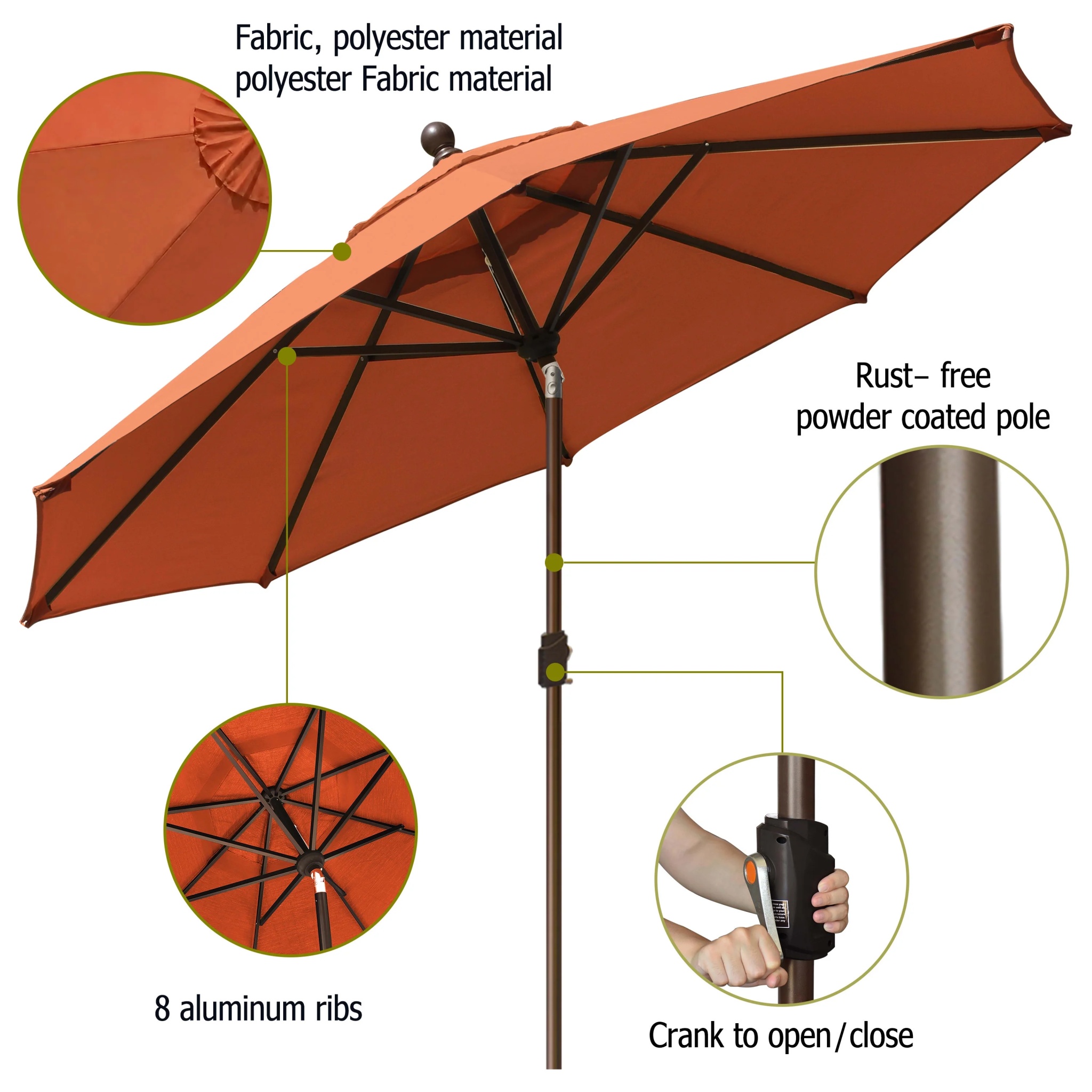 EliteShade 9Ft Market Umbrella Patio Outdoor Table Umbrella-Teal- - Image 43