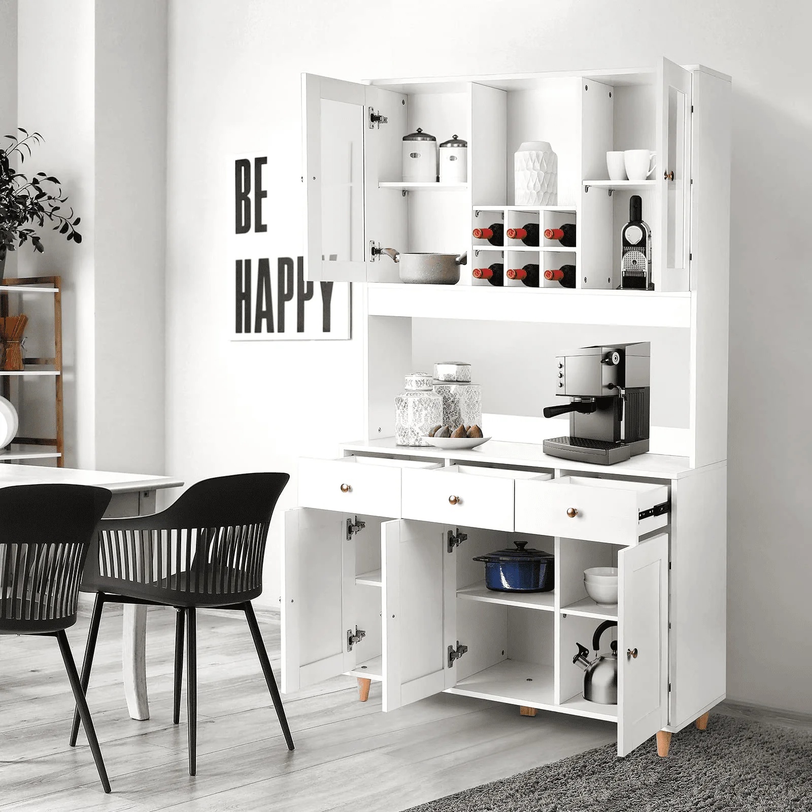 Freestanding Kitchen Pantry Cupboard Cabinet with 3 Drawers with 5 Storage Cabinets - Image 3