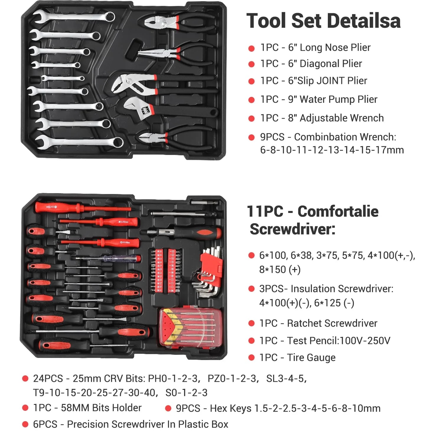 800 Piece Tool Sets for Men, Tool Box with Tools, Tool Kit with Rolling Tool Box, Complete Tool Box Set, Household Tool Set, Aluminum Trolley Case Tool Sets, Gift on Father's Day - Image 5