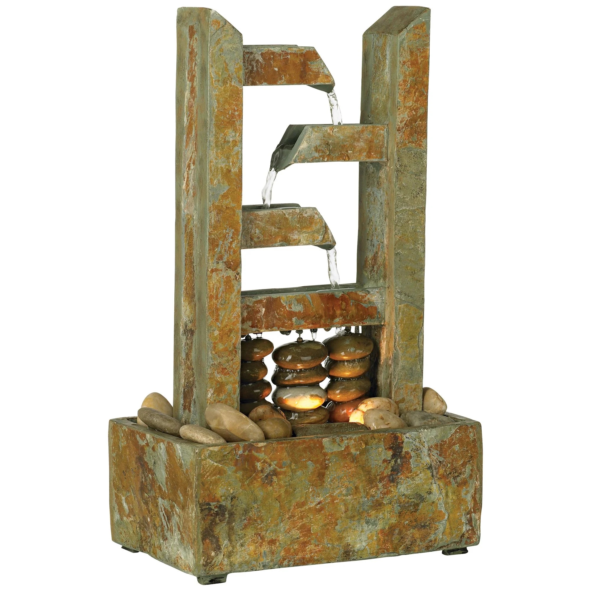 Zigzag Zen 17 1/4" High Small Modern Indoor Decor Slate Stone Tabletop Fountain with Light Desk Relaxation - Image 2