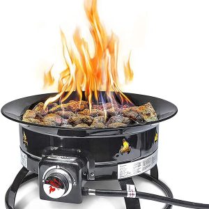 Outland Living 823 Standard Portable Propane Fire Pit, 19-inch Smokeless Gas Fire Pit, 58,000 BTU, Black | Ideal for Outdoor Camping, Patio, Backyard, Tailgating, Deck, RV