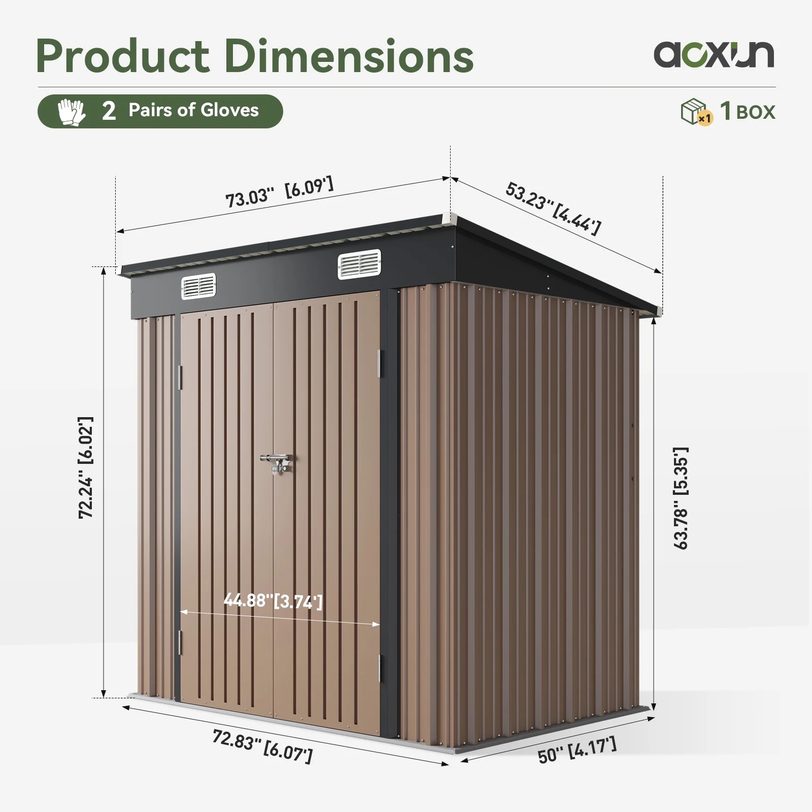 Aoxun 6' x 4' Storage Shed Lean to Storage Shed, Outdoor Metal Wall Side Storage Sheds, Outdoor Storage Cabinet for Patio, Garden, Lawn (Brown) - Image 36