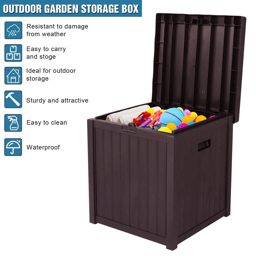 Patio Storage Box Waterproof, enyopro Outdoor PP Storage Patio Furniture Container, 51 Gallon Garden Storage Box with Seat for Backyard Pool Deck, 22" x 22" x 24.5", Brown, JA3239 - Image 10