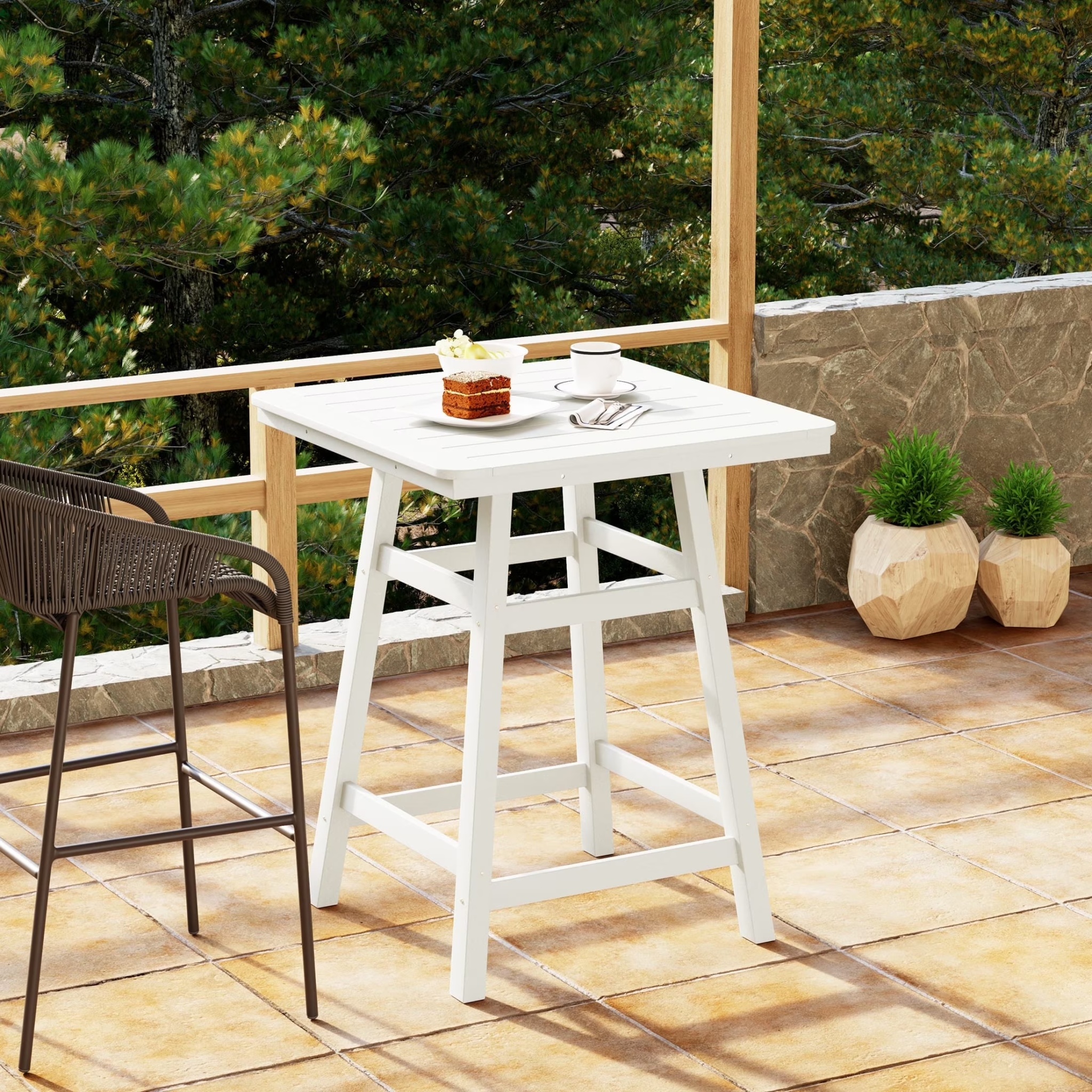 WestinTrends Outdoor 37" Counter Height HDPE Patio Square Bar Table, Dark Brown - Image 23