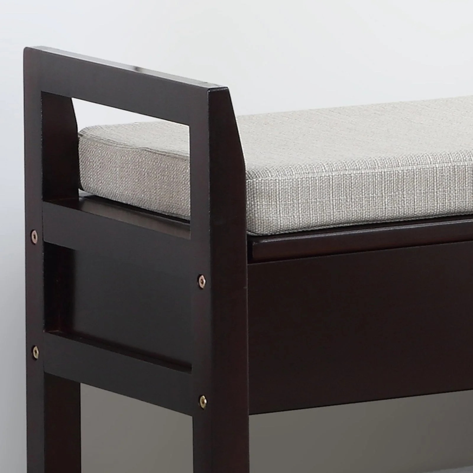Roundhill Furniture Vannes Storage & Upholstered Bench, Espresso - Image 3
