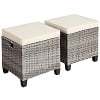 Costway 2PCS Patio Rattan Cushioned Ottoman Seat Foot Rest TableTurquoise - Image 2