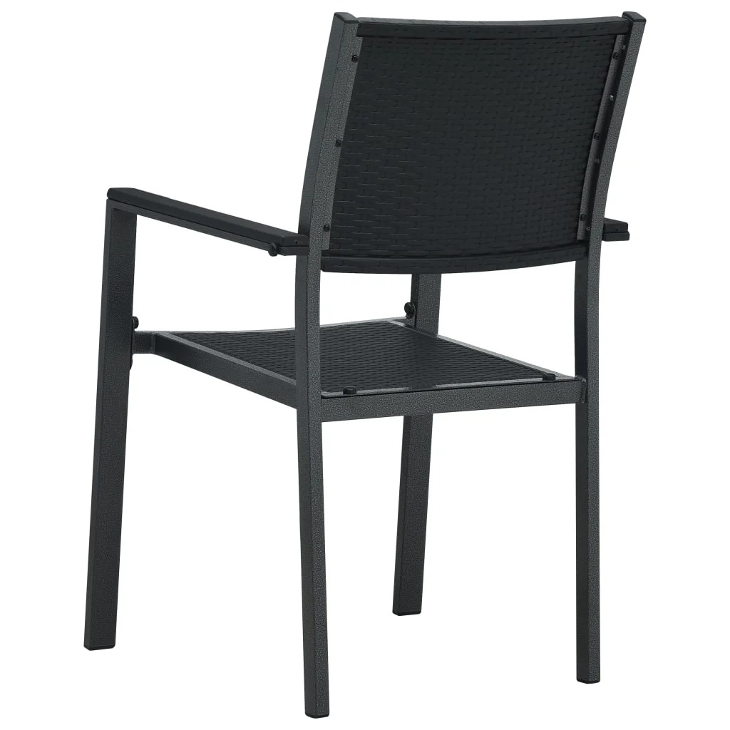 vidaXL Patio Chairs Dining Chair for Deck Porch Black Plastic Rattan Look - Image 6