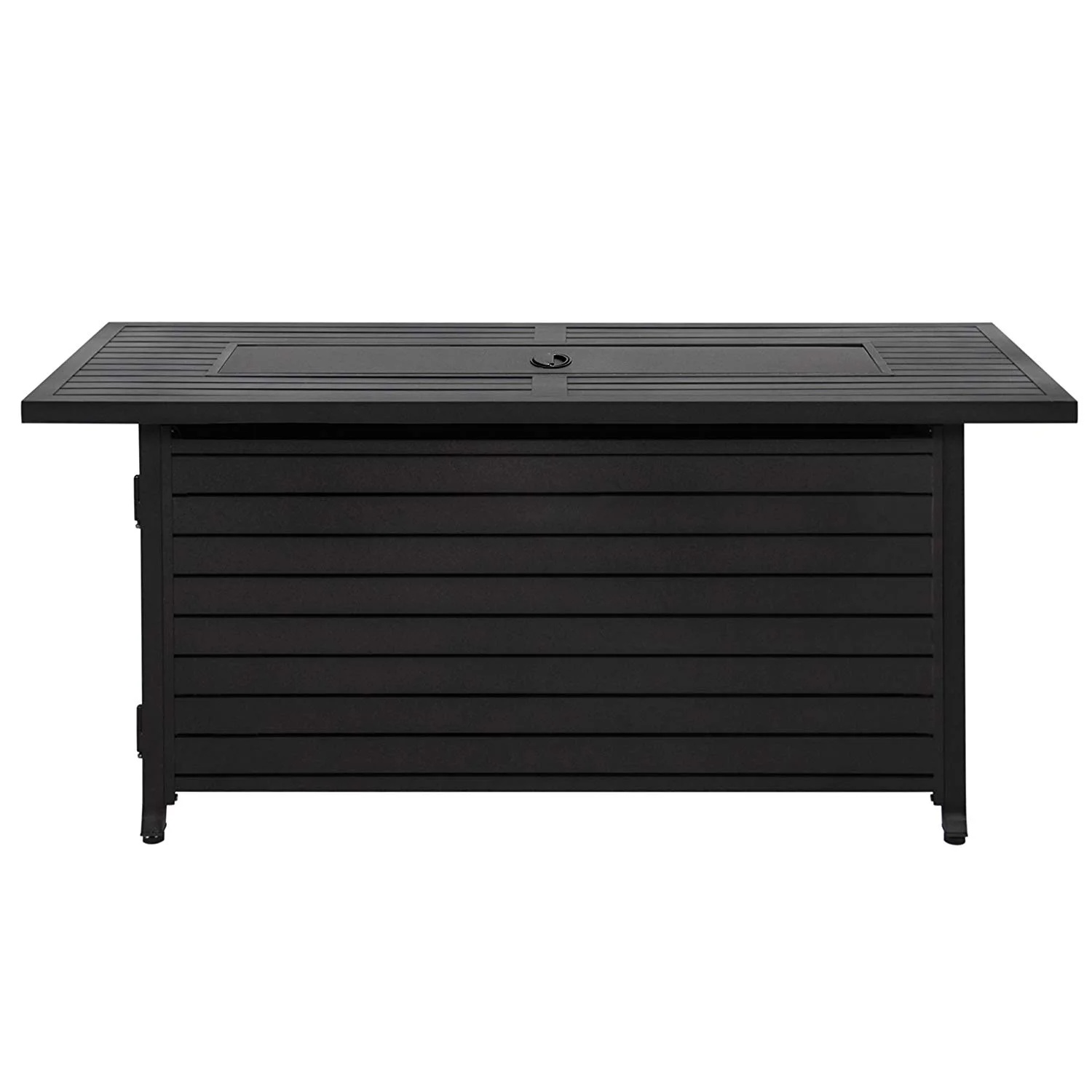 Hiland AZ Patio Heaters Outdoor Rectangle Fire Pit in Black Mocha with Wind Screen - Image 2