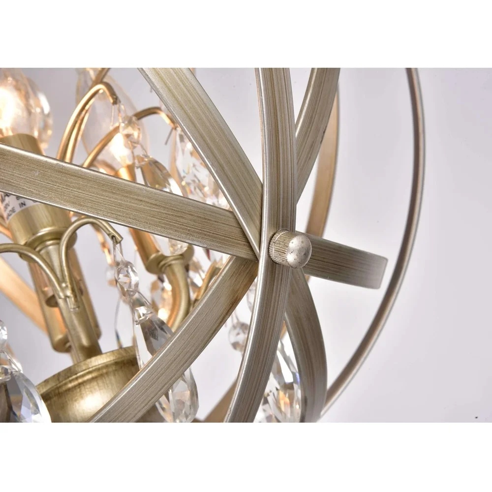 The Lighting Store Benita Light Gold with Bronze 4-light Metal Globe Crystal Semi-Flush Mount - Image 4