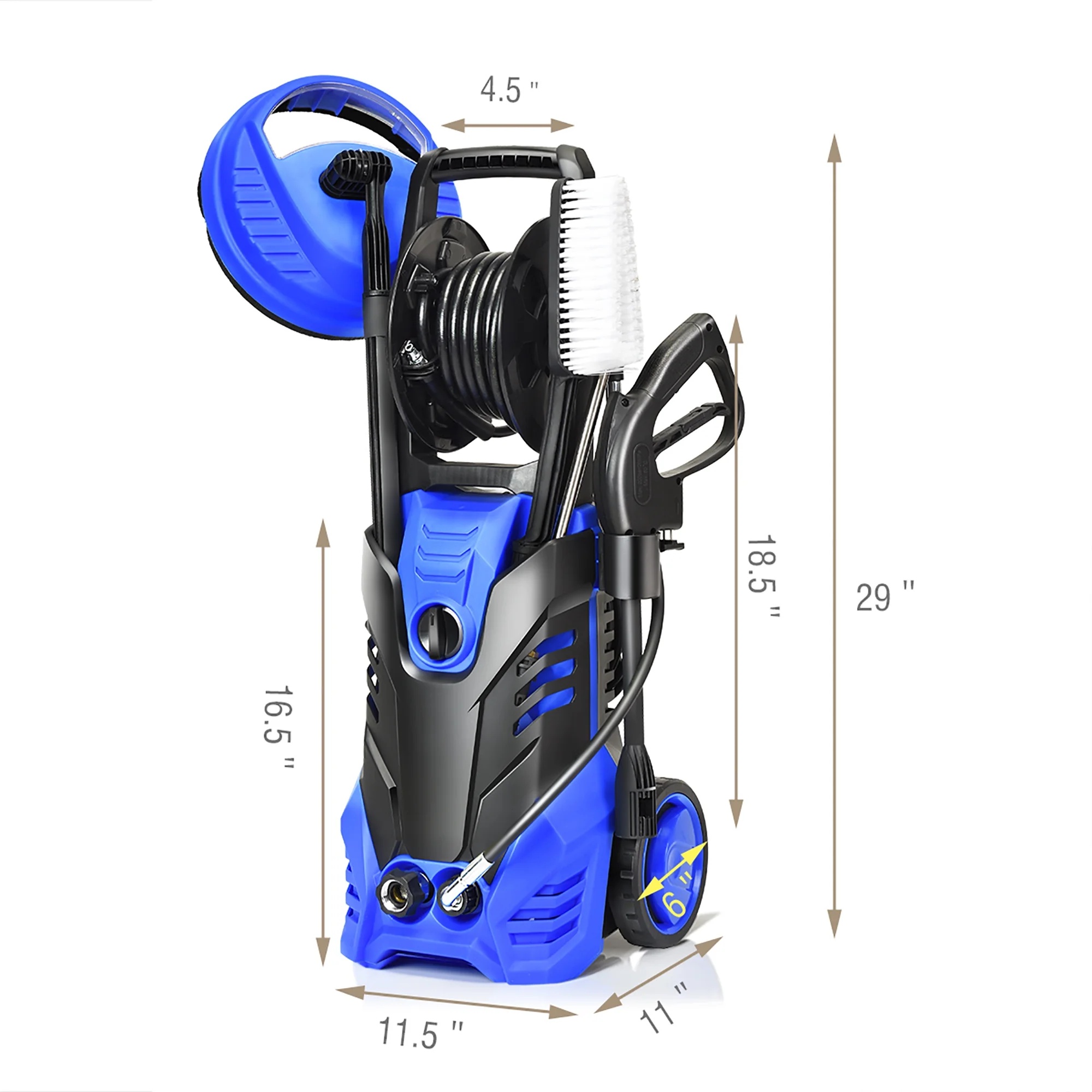 Costway 3000PSI Electric High Pressure Washer Machine 2 GPM 2000W w/ Deck Patio Cleaner Blue - Image 2