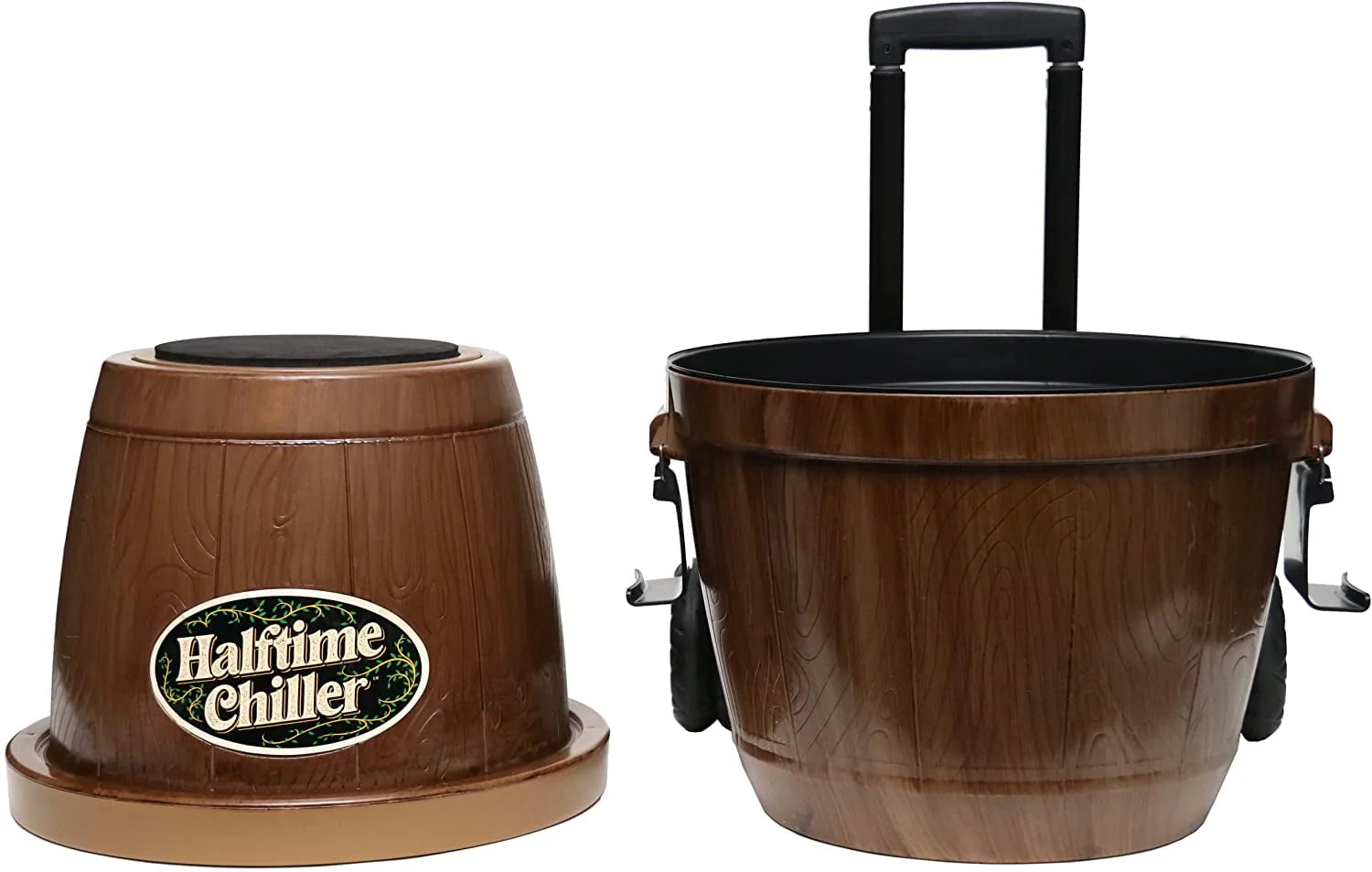 Halftime Chiller Rolling Cooler | Multifunction with Inside Storage Tray, Seat, Telescoping Handle and Exterior Storage - Image 4