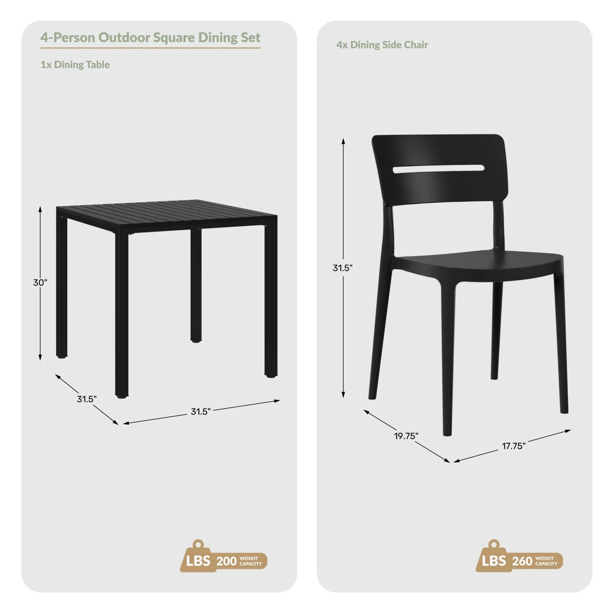 WestinTrends Playa 5-Piece Outdoor Metal Frame Dining Table Patio Set with Stackable Patio Dining Chairs, Olive Green - Image 11