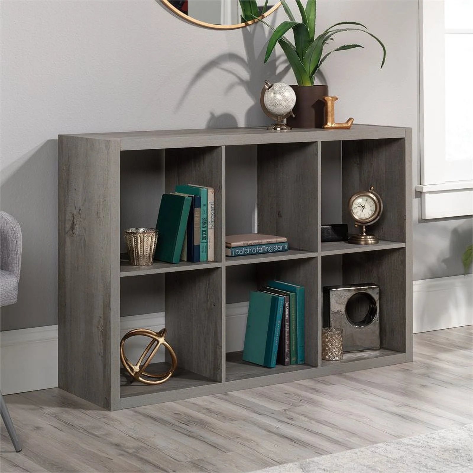 Sauder 6-Cube Organizer Storage Bookcase Mystic Oak, Mystic Oak Finish - Image 15