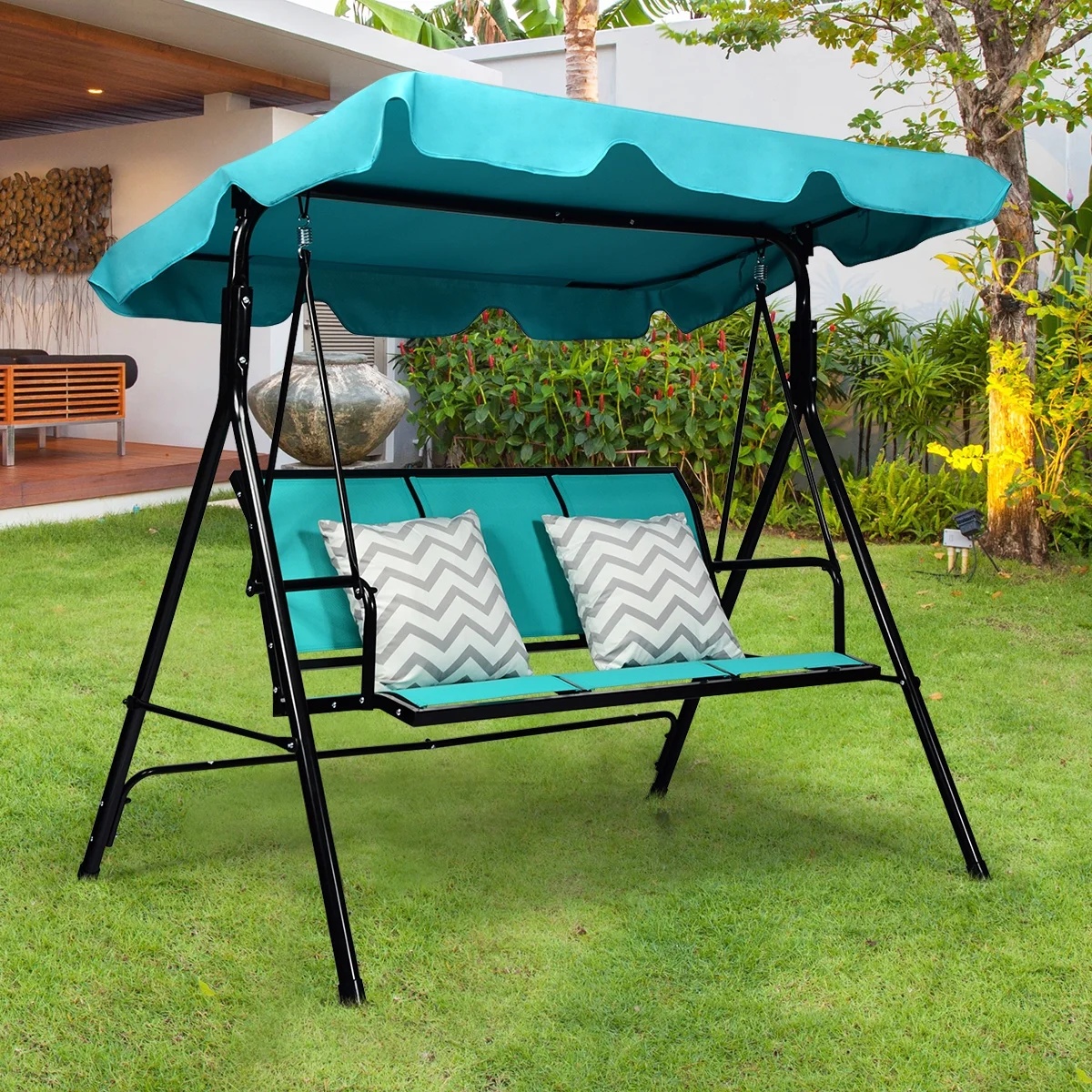 Costway 3 Person Patio Swing Canopy Yard Furniture - Image 3