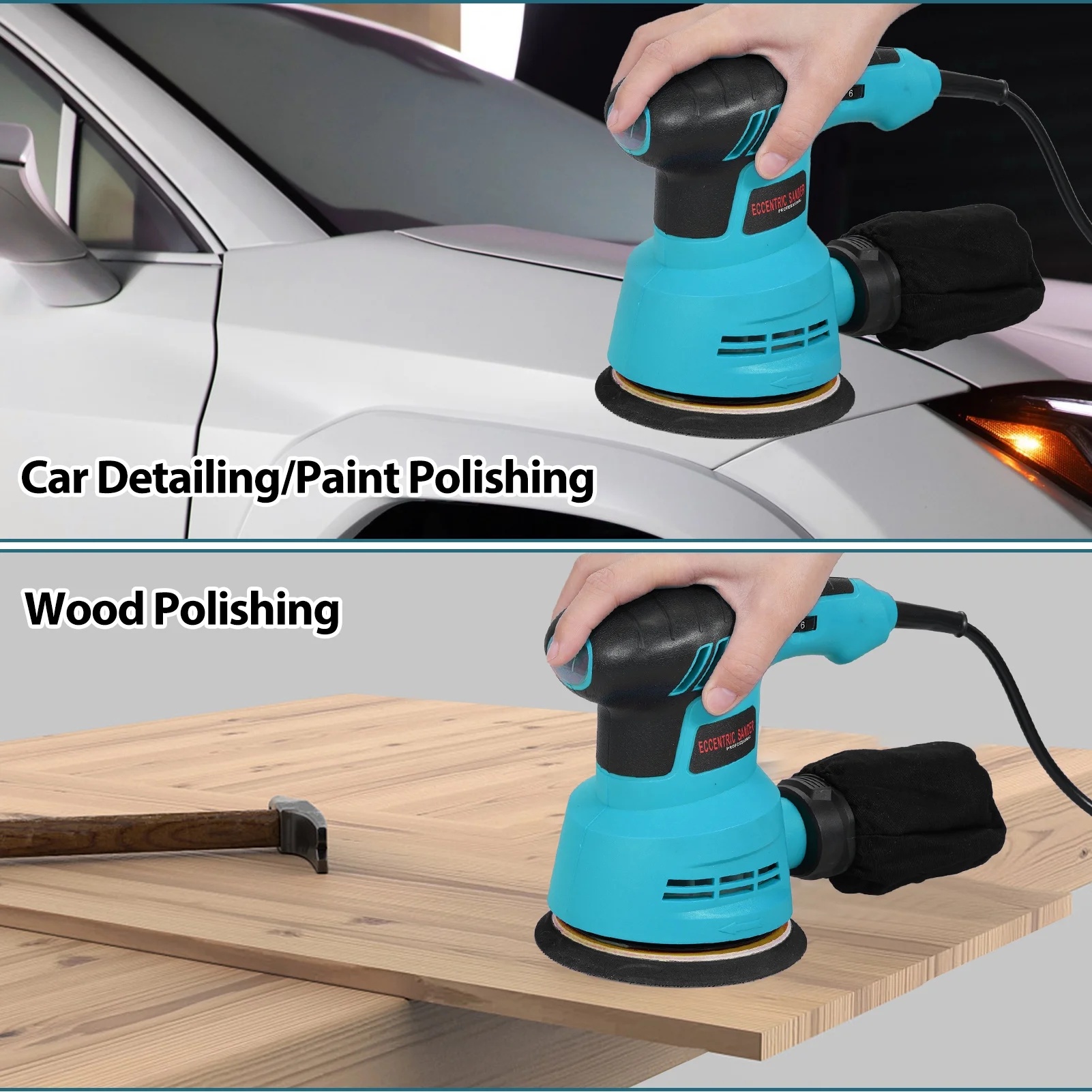 Sanding machine,Orbital Sander 5pcs Sandpapers And With 6 Variable 300w 13000rpm Orbital Sandpapers And And Speeds Palm Sander Variable Speeds Palm Sander With 6 Variable Speeds Plug - Image 5