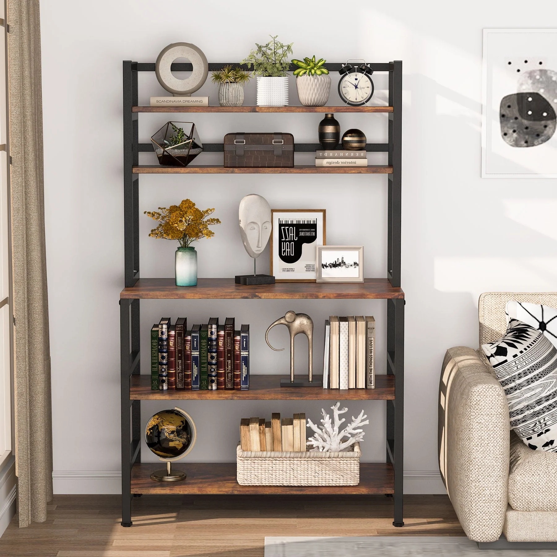 Tribesigns 5-Tier Kitchen Baker's Rack, Microwave Stand Utility Storage Shelf with Hutch - Image 7