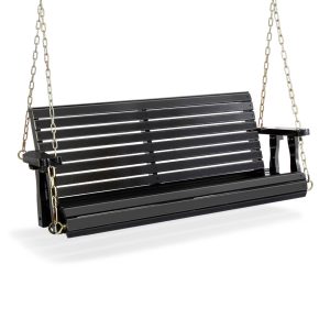 Zimtown Patio Wooden Porch Swing Swing Chair Bench Heavy Duty 880lbs with Hanging Chains for Outdoors,4 FT, Black