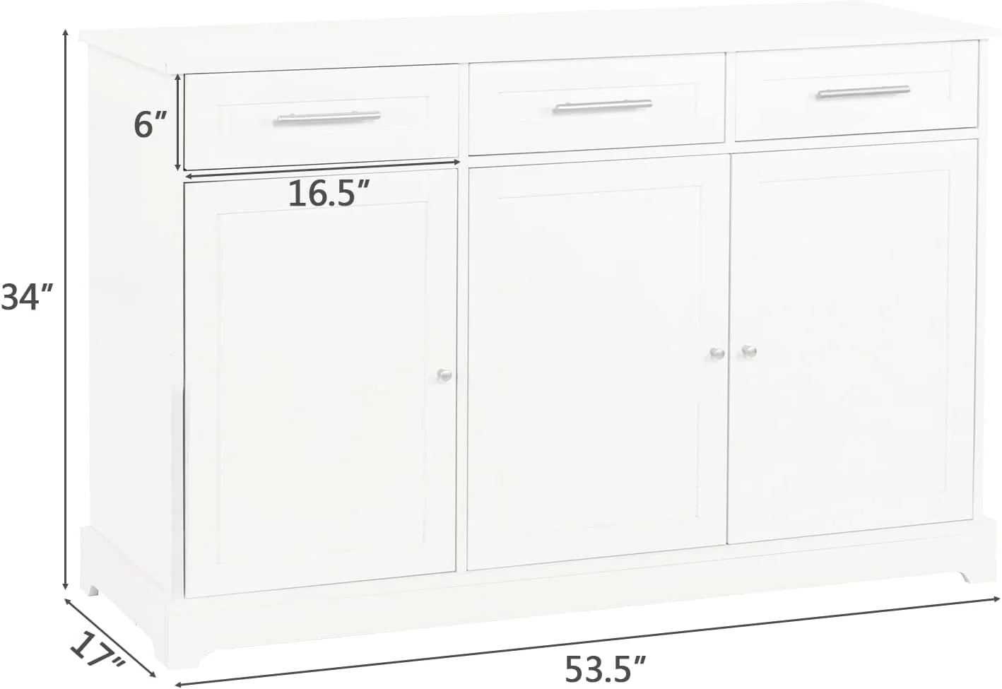 VINGLI White Credenza,Kitchen Buffet Cabinet with Storage,Dining Sideboard Buffet Console Table with Cabinet,Adjustable Shelves and Drawers - Image 6