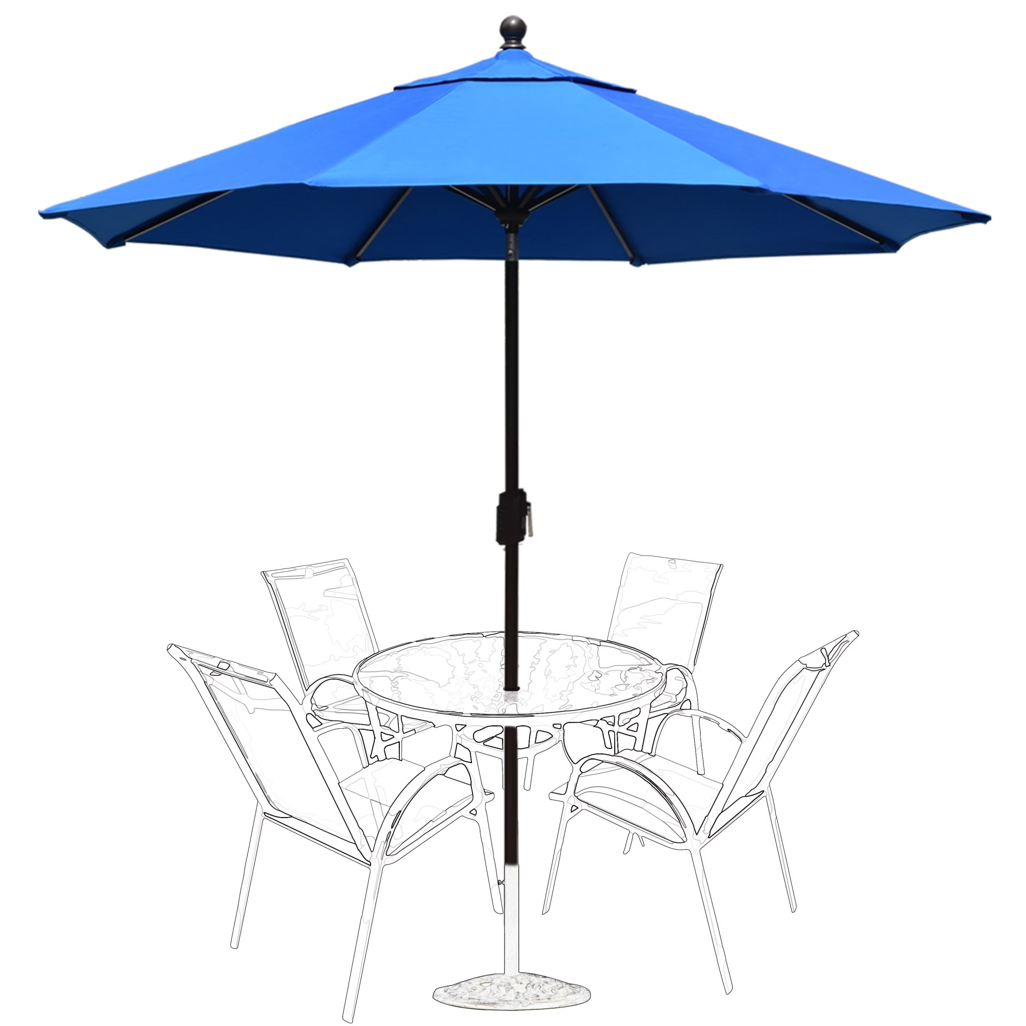 EliteShade 9Ft Market Umbrella Patio Outdoor Table Umbrella-Teal- - Image 3