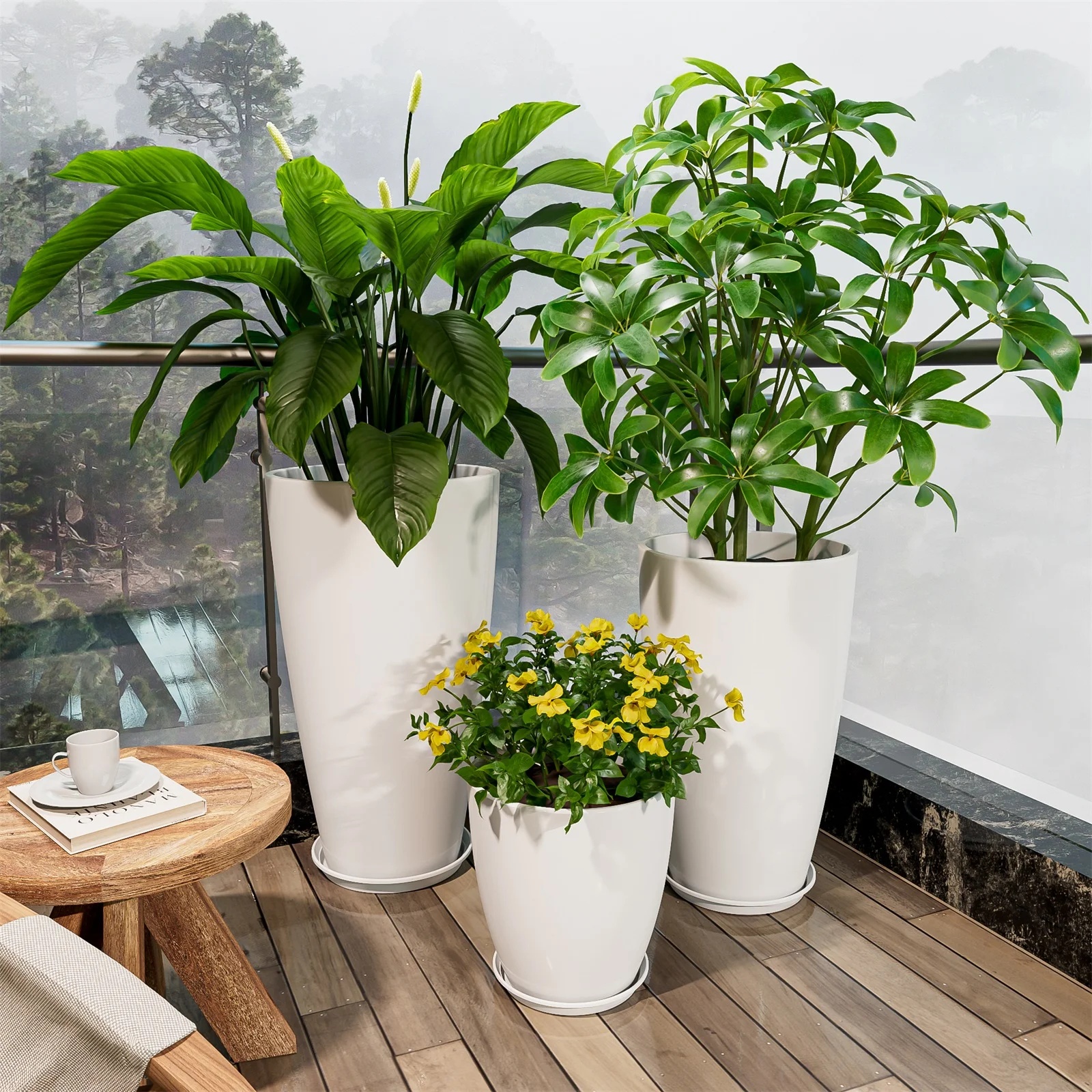 24,21,10 inch Large Planter for Indoor & Outdoor Plants, Set of 3, Sturdy Plant Flower Pots Modern Decor for Front Porch Patio,Blue - Image 15