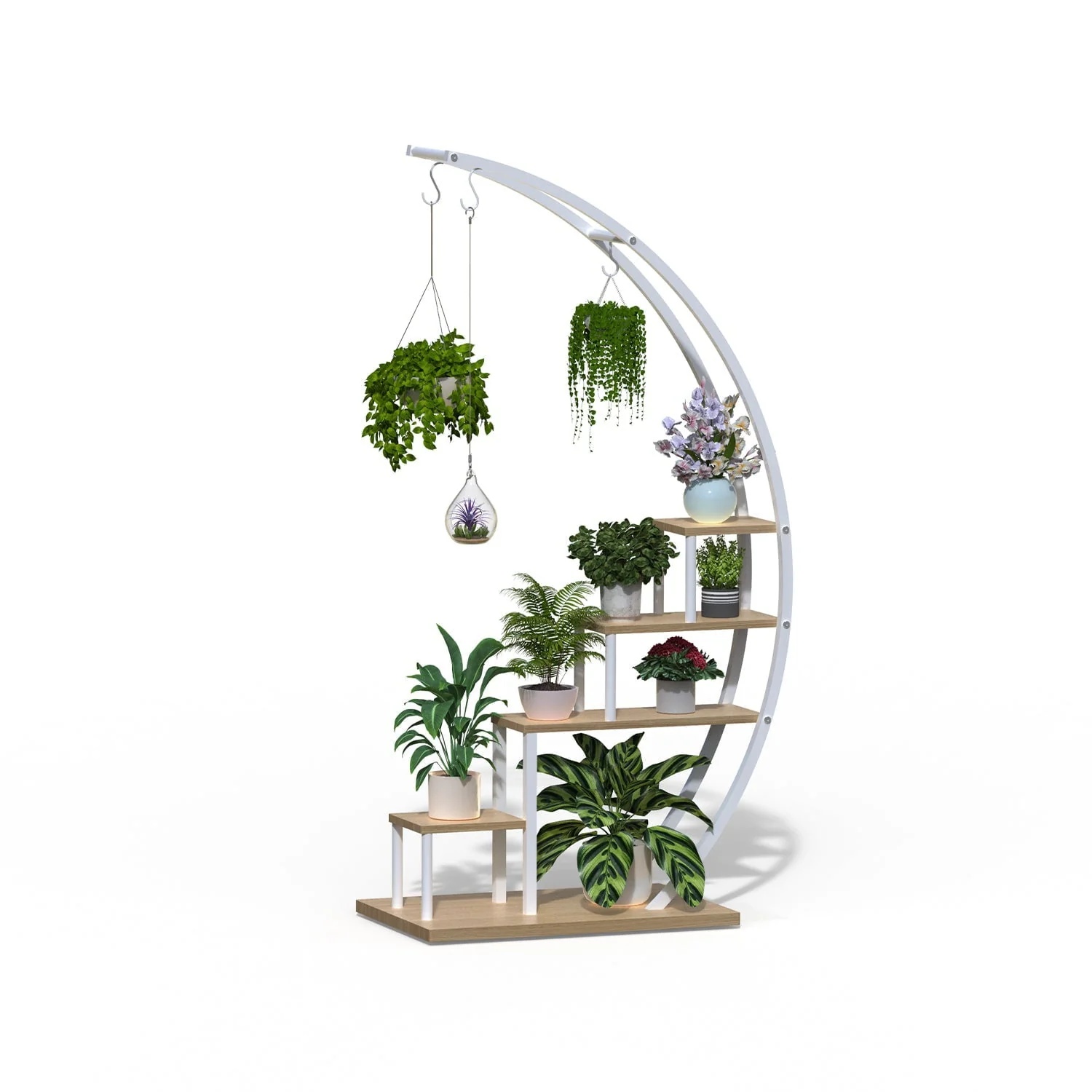 5 Tier Metal Plant Stand Indoor Curved Circular Display Book Shelf Storage - Image 4