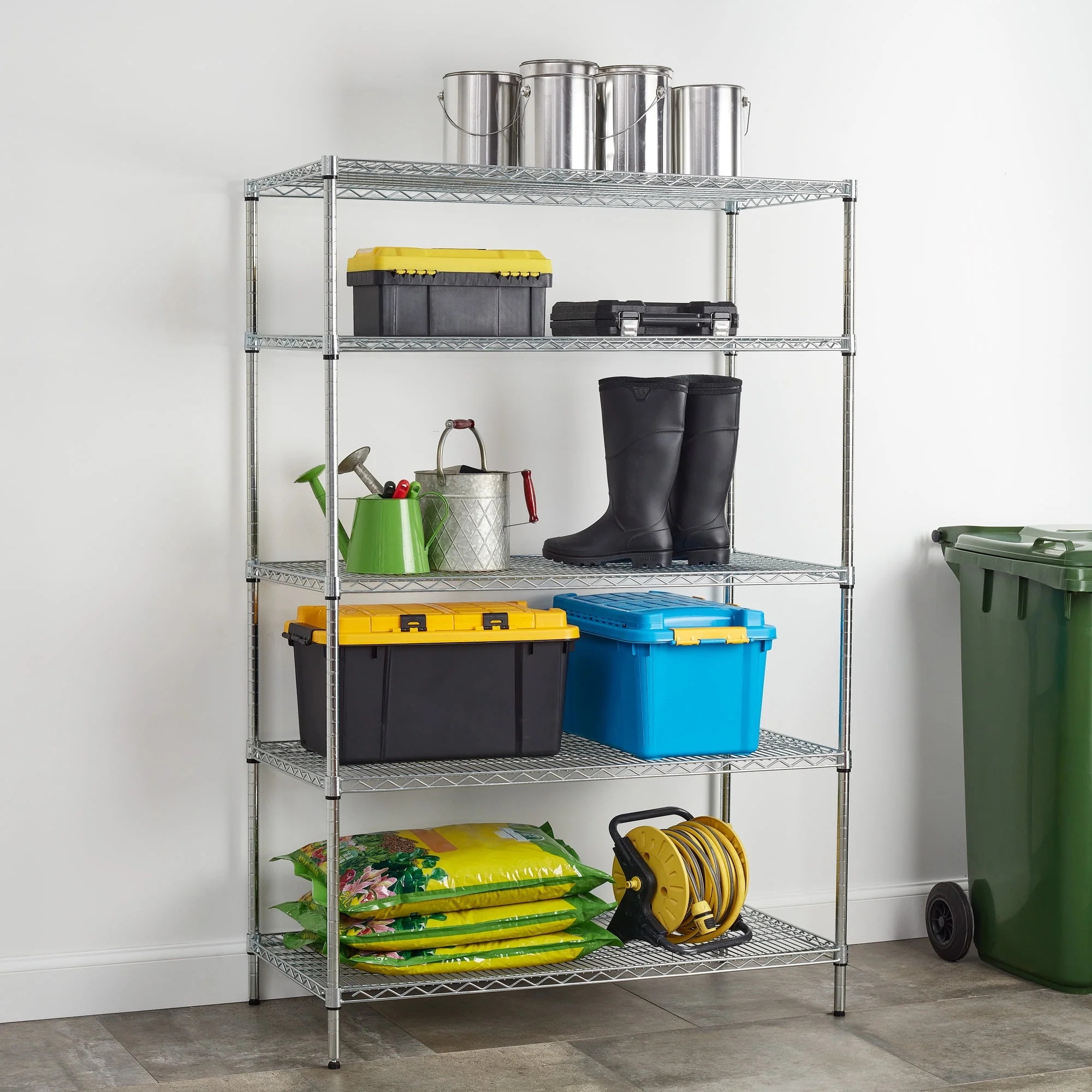 Hyper Tough Steel 5-Tier Storage Shelf Unit 72"H x 48"W x 24"D, 4000lb Total Capacity, Chrome - Image 2
