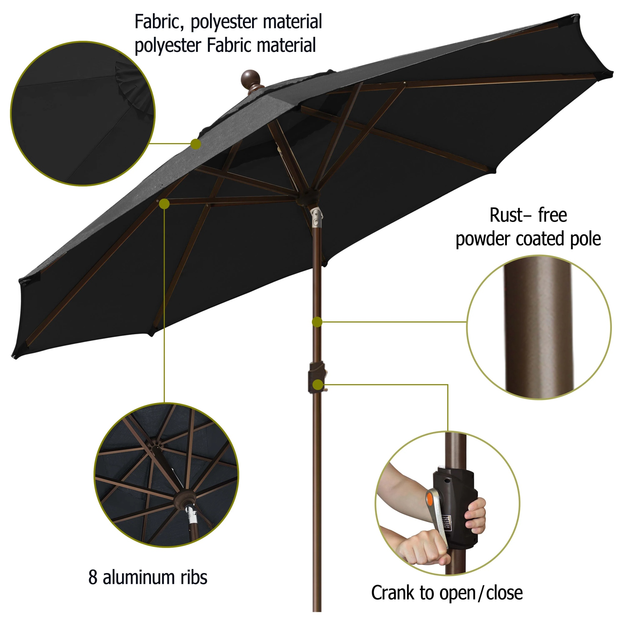 EliteShade 9Ft Market Umbrella Patio Outdoor Table Umbrella-Teal- - Image 20