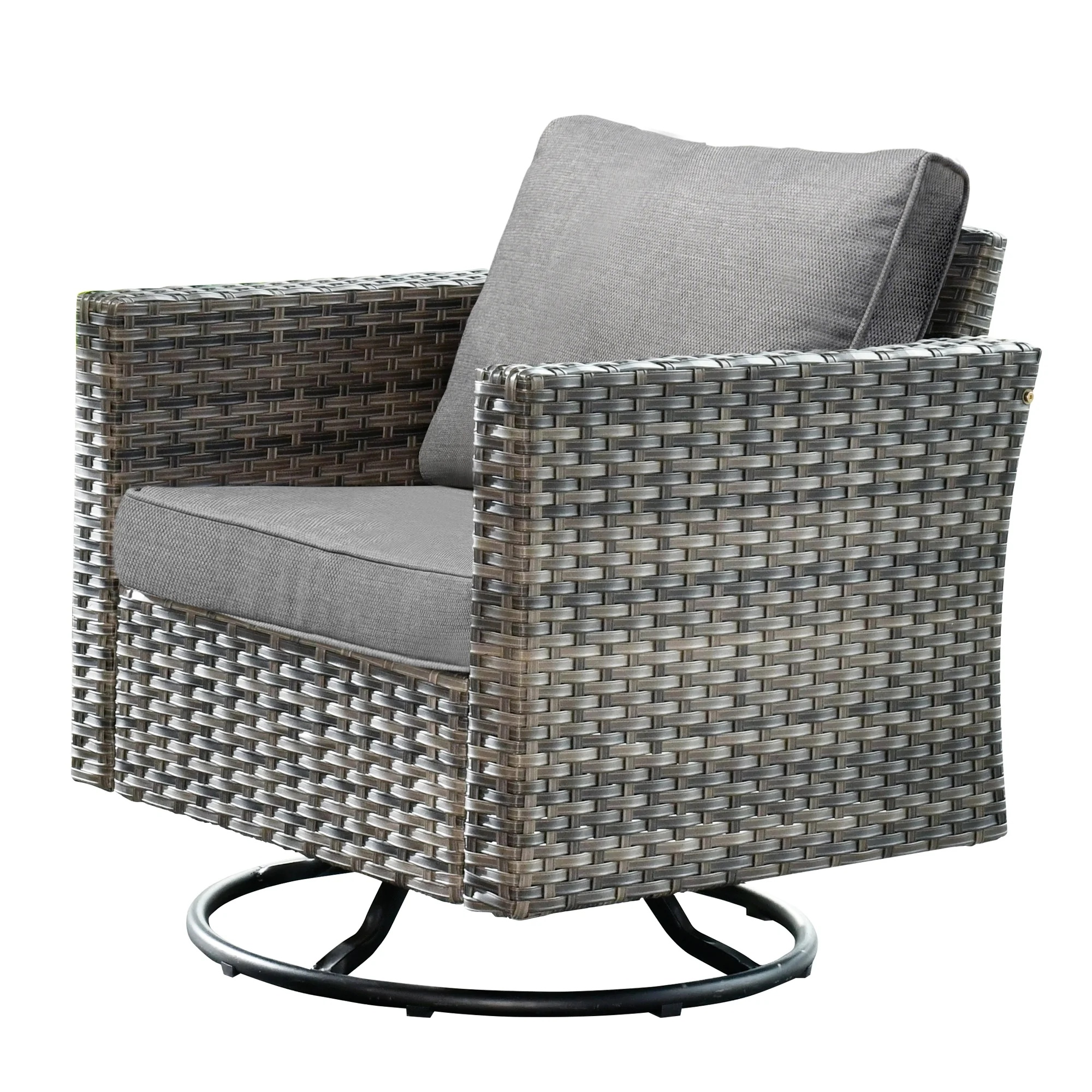 Ovios 6 Pieces Outdoor Patio Furniture Set with Gas Propane Fire Pit Table Wicker Outdoor Conversation Set with Swivel Rocking Chair for Backyard, Cushion Beige - Image 23