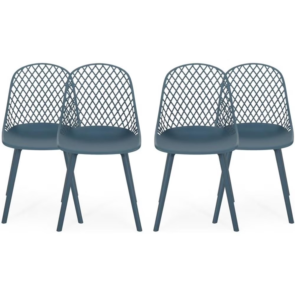 Noble House Lily Plastic Patio Dining Side Chair in White (Set of 4) - Image 3