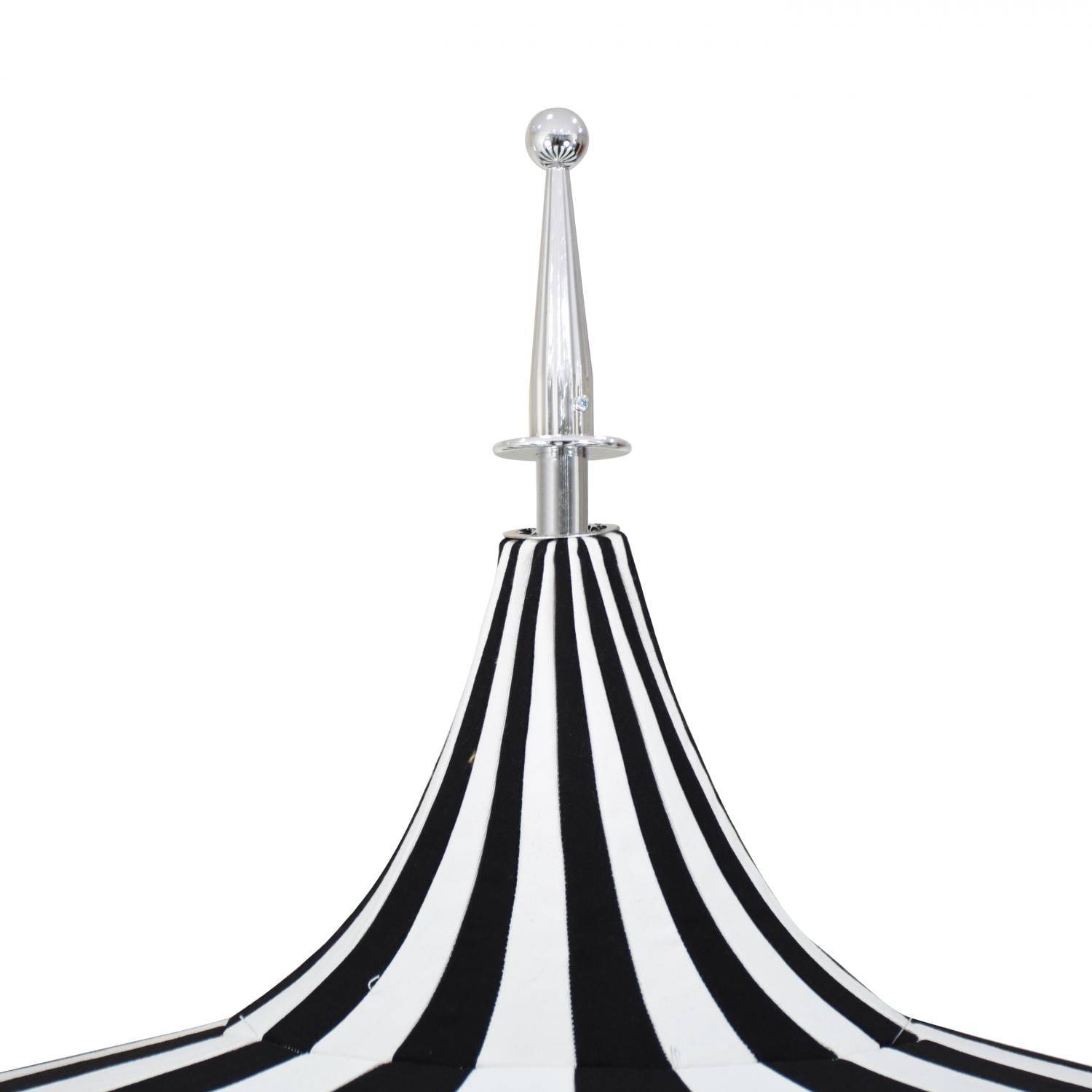 California Umbrella Pagoda Series 8.5 Ft Round Aluminum Pagoda Patio Umbrella W/ Push Lift & Steel Wire Ribs - White Frame / Sunbrella Pacific Blue Stripe Canopy - Image 2