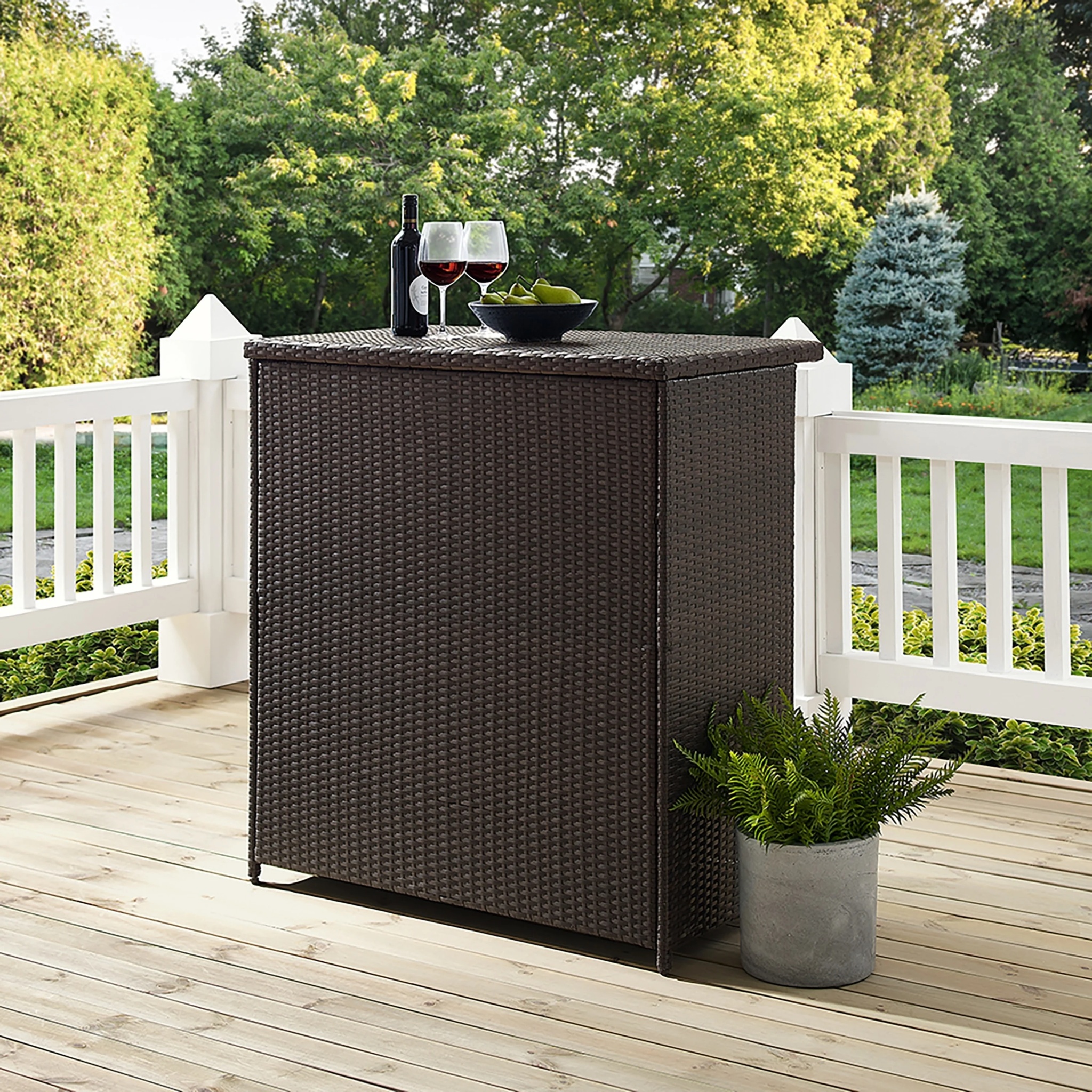 Crosley Palm Harbor Wicker / Rattan Patio Bar in Brown - Image 2