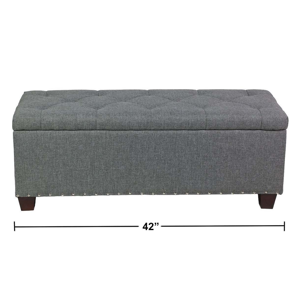 Magshion Rectangular Storage Ottoman Bench Tufted Footrest Lift Top Pouffe Ottoman, Coffee Table, Seat, Foot Rest, and more 42'', Linen Grey - Image 6