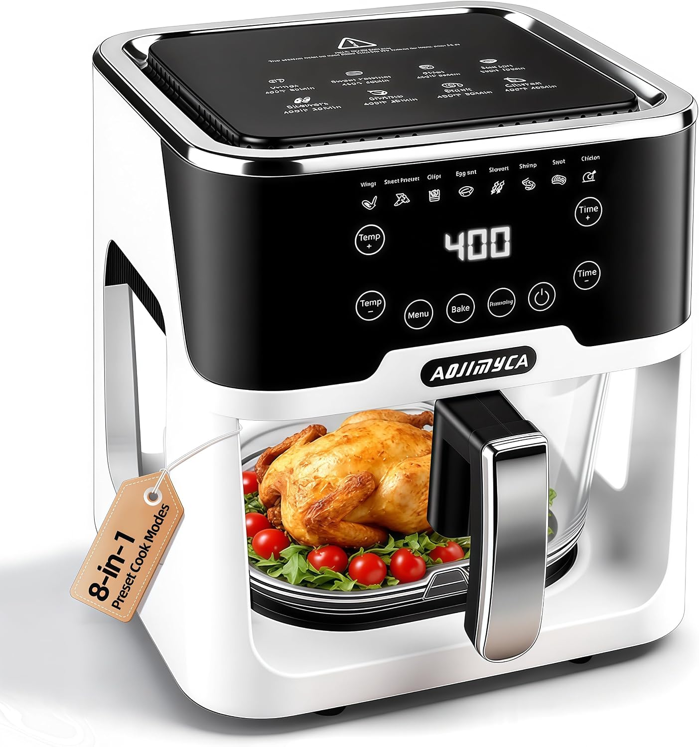 6.0QT Glass Air Fryer, Non Toxic AirFryer with Touchscreen Control