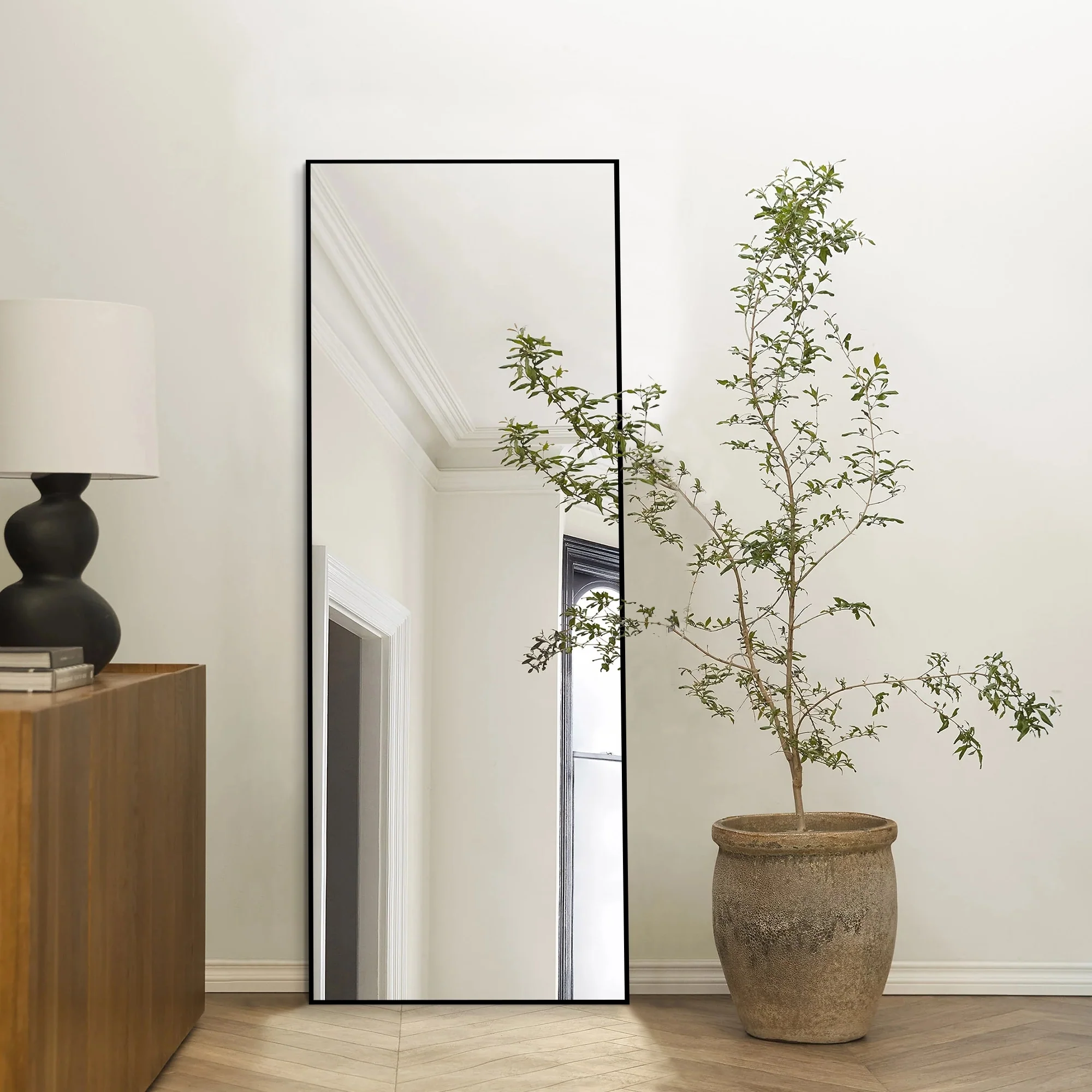 64x21 Full Length Floor Mirror, Large Full Body Aluminum Alloy Frame Standing Mirror with Stand and Wall Mount Option - Image 7