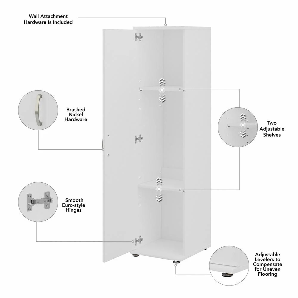 Universal Tall Narrow Storage Cabinet in Platinum Gray - Engineered Wood - Image 19