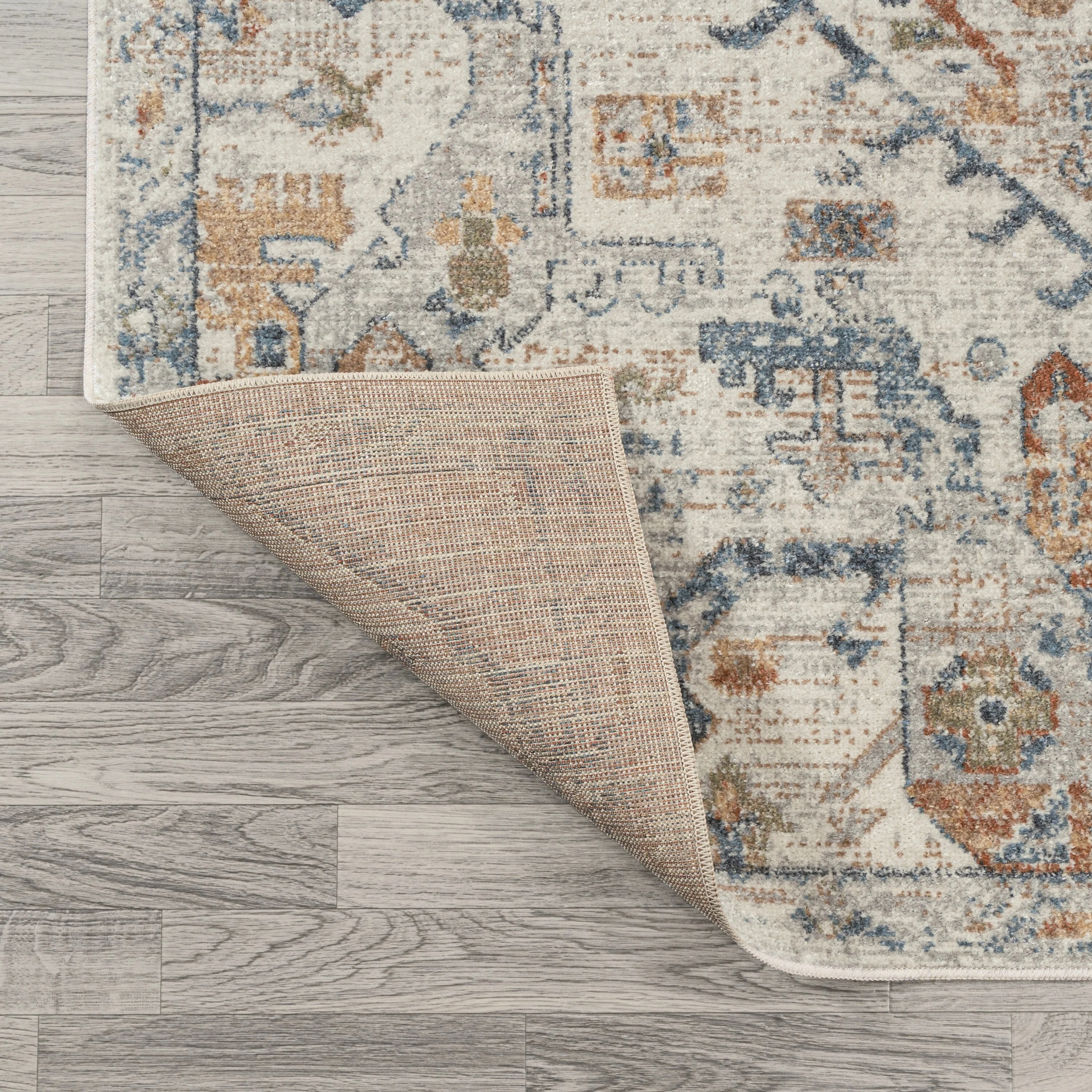 Bohemian Medallion Low-Pile Machine-Washable Area Rug, Cream and Terra - Image 62