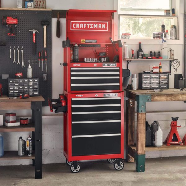 26-Inch W x 36.5-Inch H 5-Drawer Steel Rolling Tool Cabinet, Red - Image 8