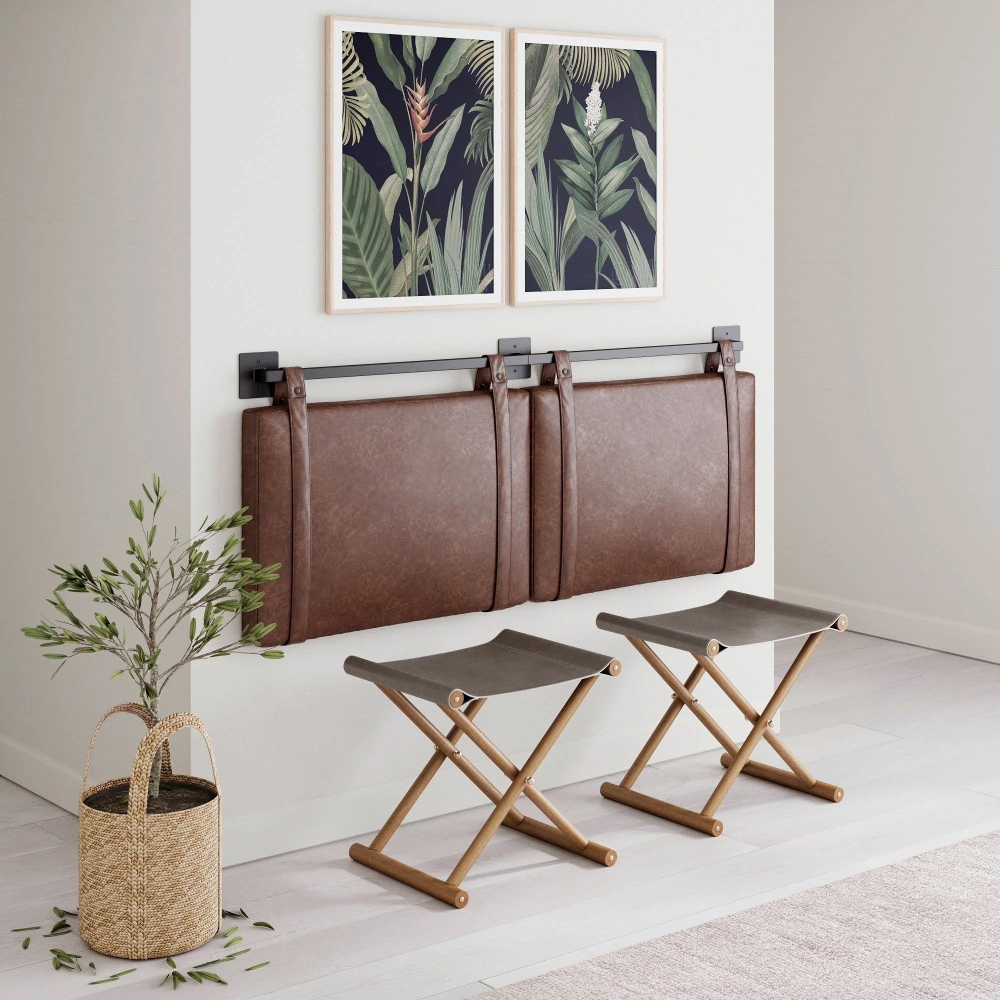 Wall Mount Upholstered Headboard with Metal Rail - Modern Bedroom Headboard - Image 22