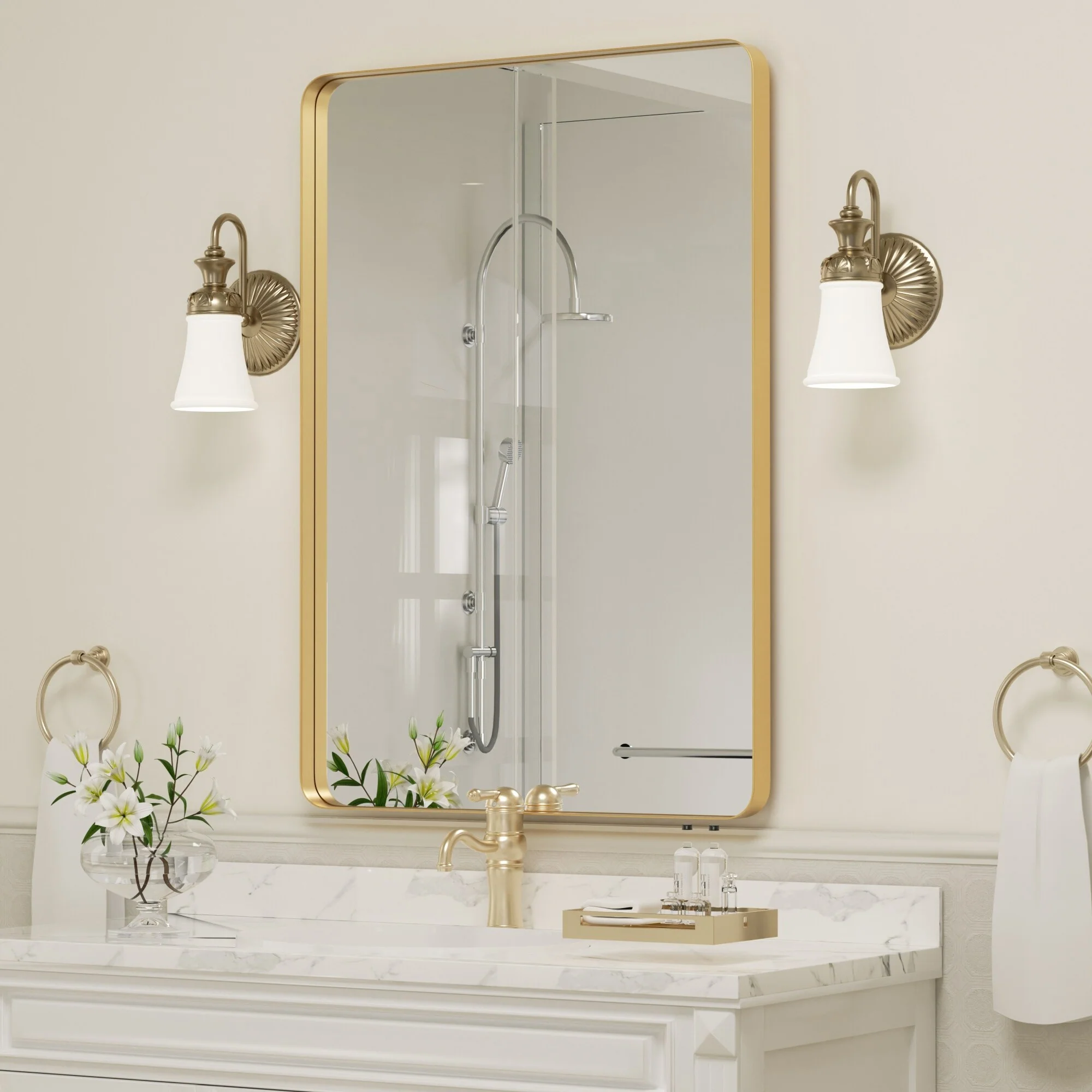 Wall Mirror Vanity Mirror, Bathroom Mirror with Rounded Corners, 1 Piece - Image 16