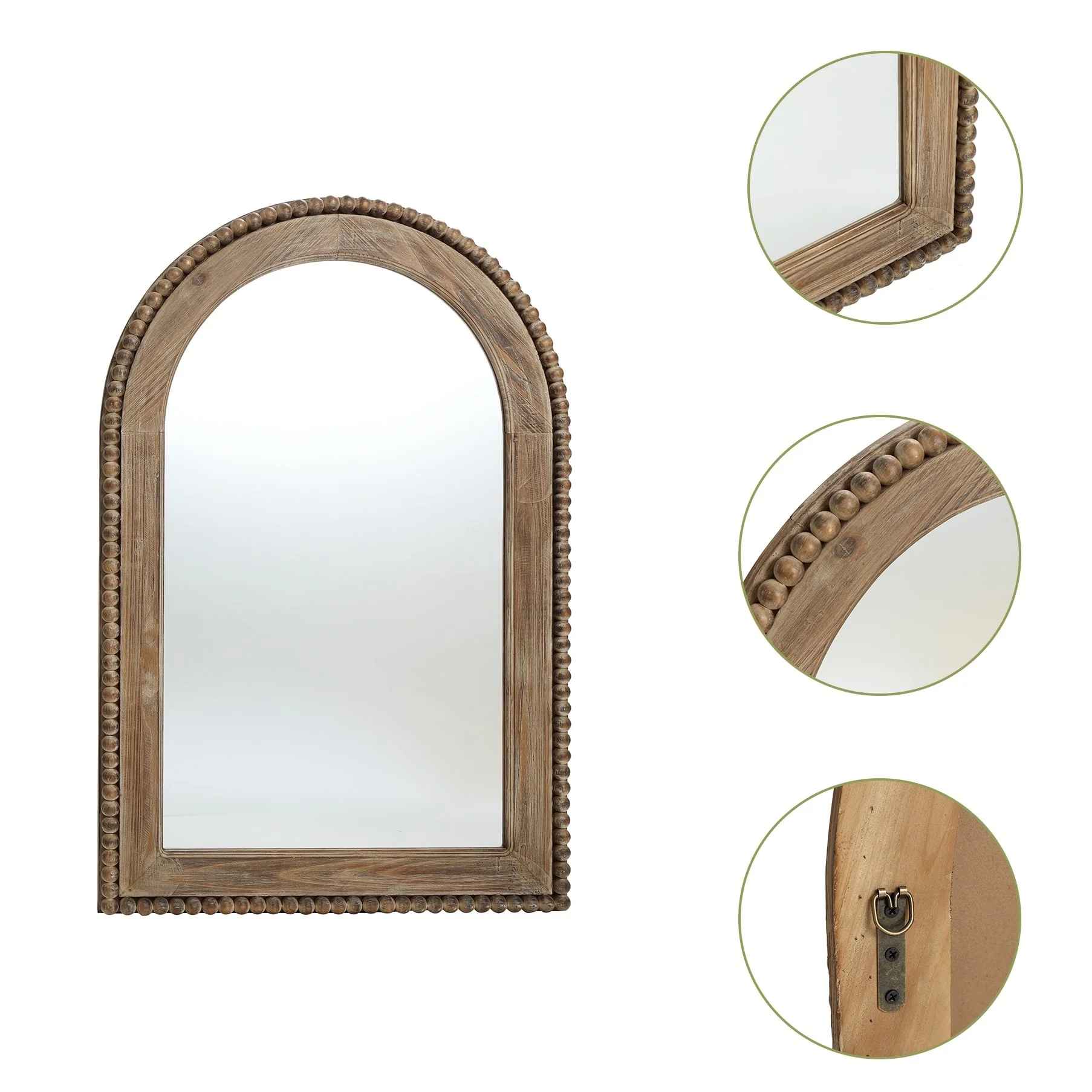 Wood Framed Arch Window Wall Mirror, Bathroom Wall Mirror - 39.25 H x 25.87 W x 1.5 D - Image 5