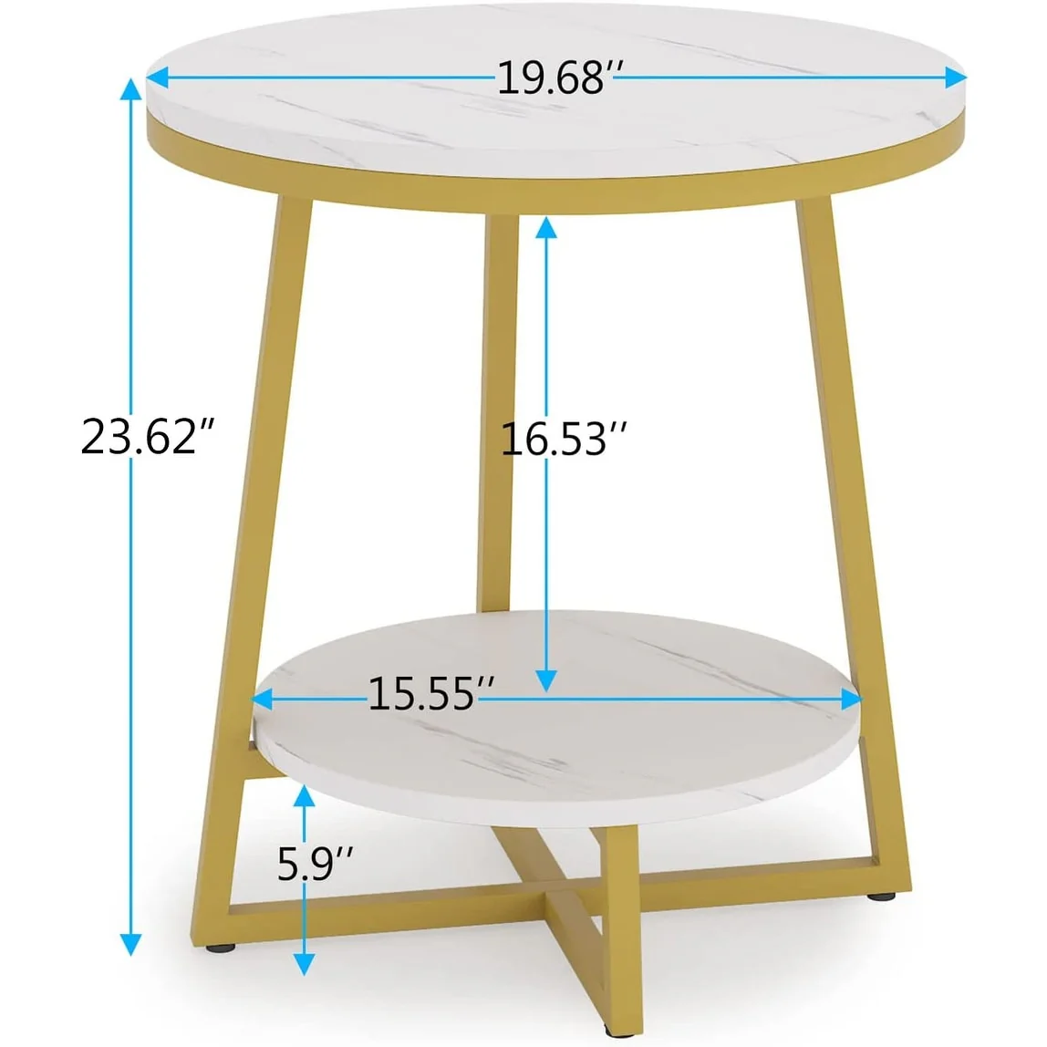 Industrial Round End Table, Small Side Table and Accent Coffee Table for Living Room and Bedroom - Image 21
