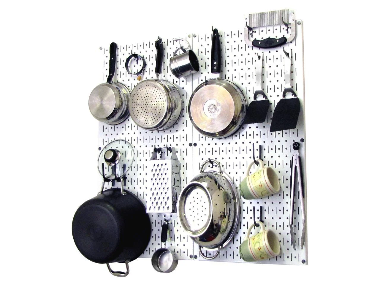 Wall Control Kitchen Pegboard Organizer Pots and Pans Pegboard Pack Storage and Organization Kit with White Pegboard and Black Accessories - Image 9