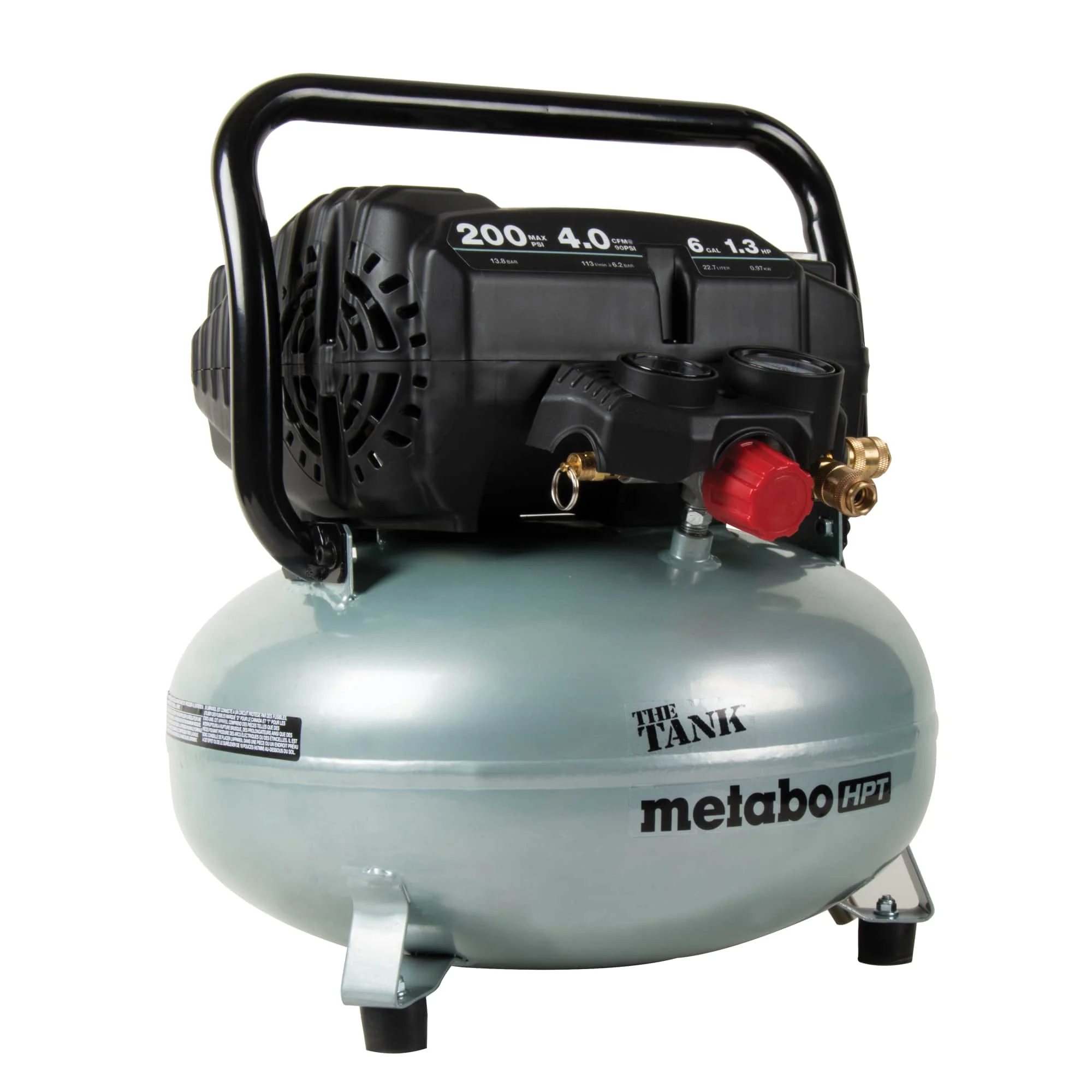 Metabo HPT Air Compressor, THE TANK, Portable Pancake Air Compressor 200 PSI, 6 Gallon Tank, Versatile for Use with Framing, Siding, Finish, Brad or Roofing Nailers, EC914S - Image 4